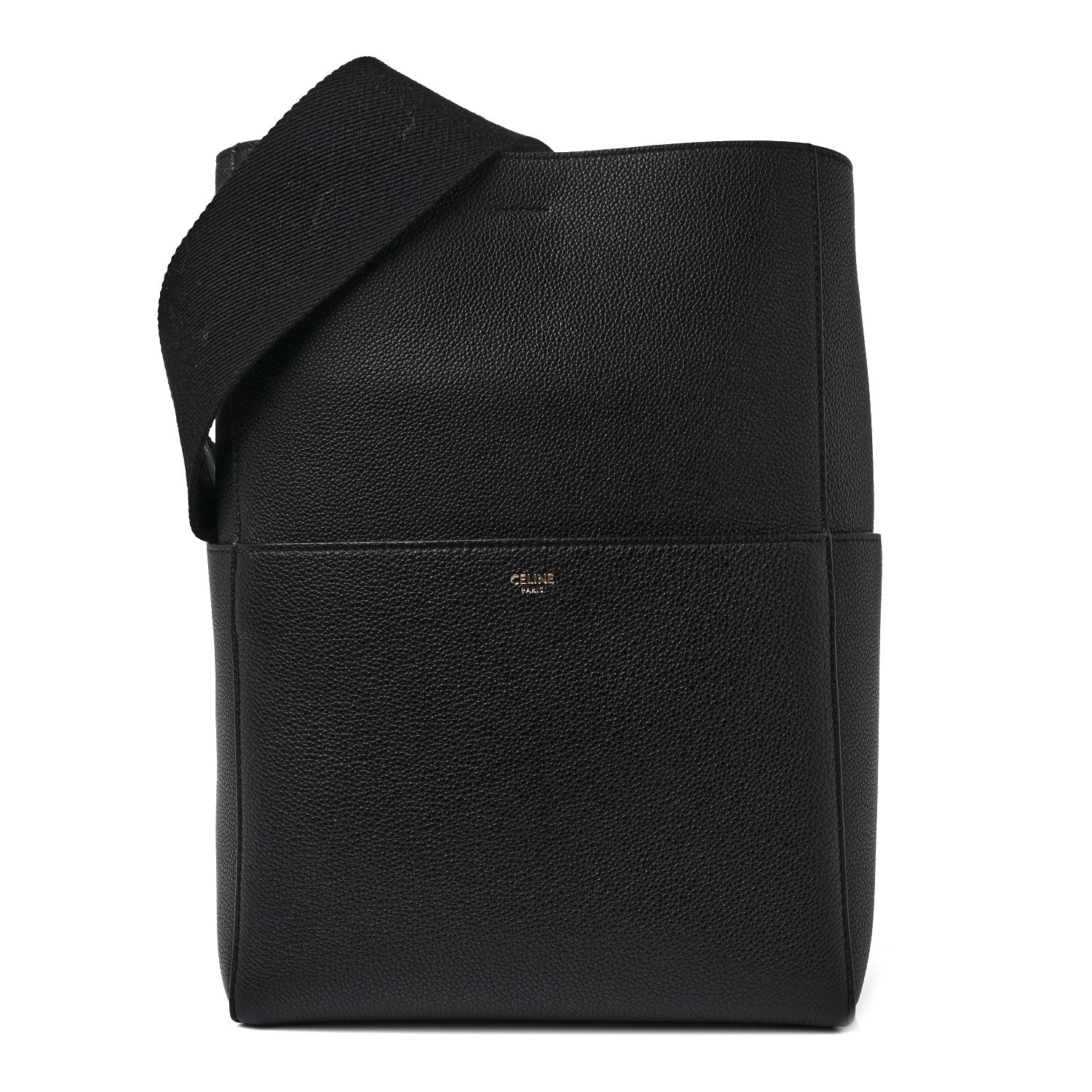 Celine Soft Grained Calfskin Sangle Bucket Bag Black 1 of 8