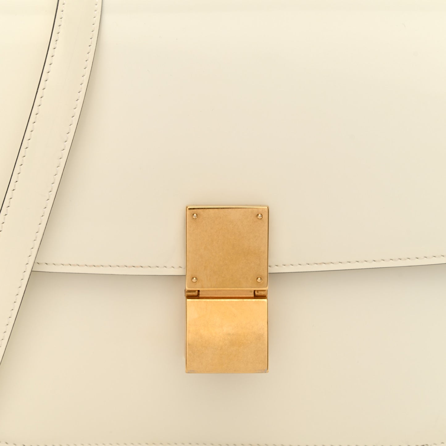 Spazzolato Calfskin Medium Classic Box Flap Bag White