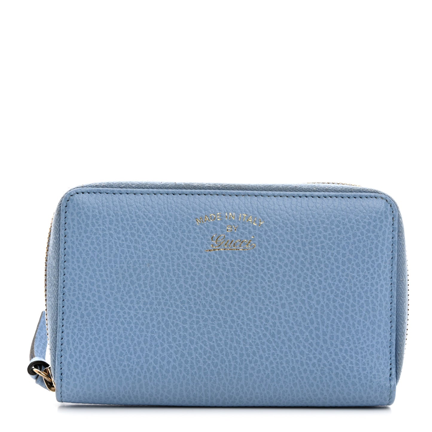 Dollar Calfskin Medium Swing Zip Around Wallet Light Blue
