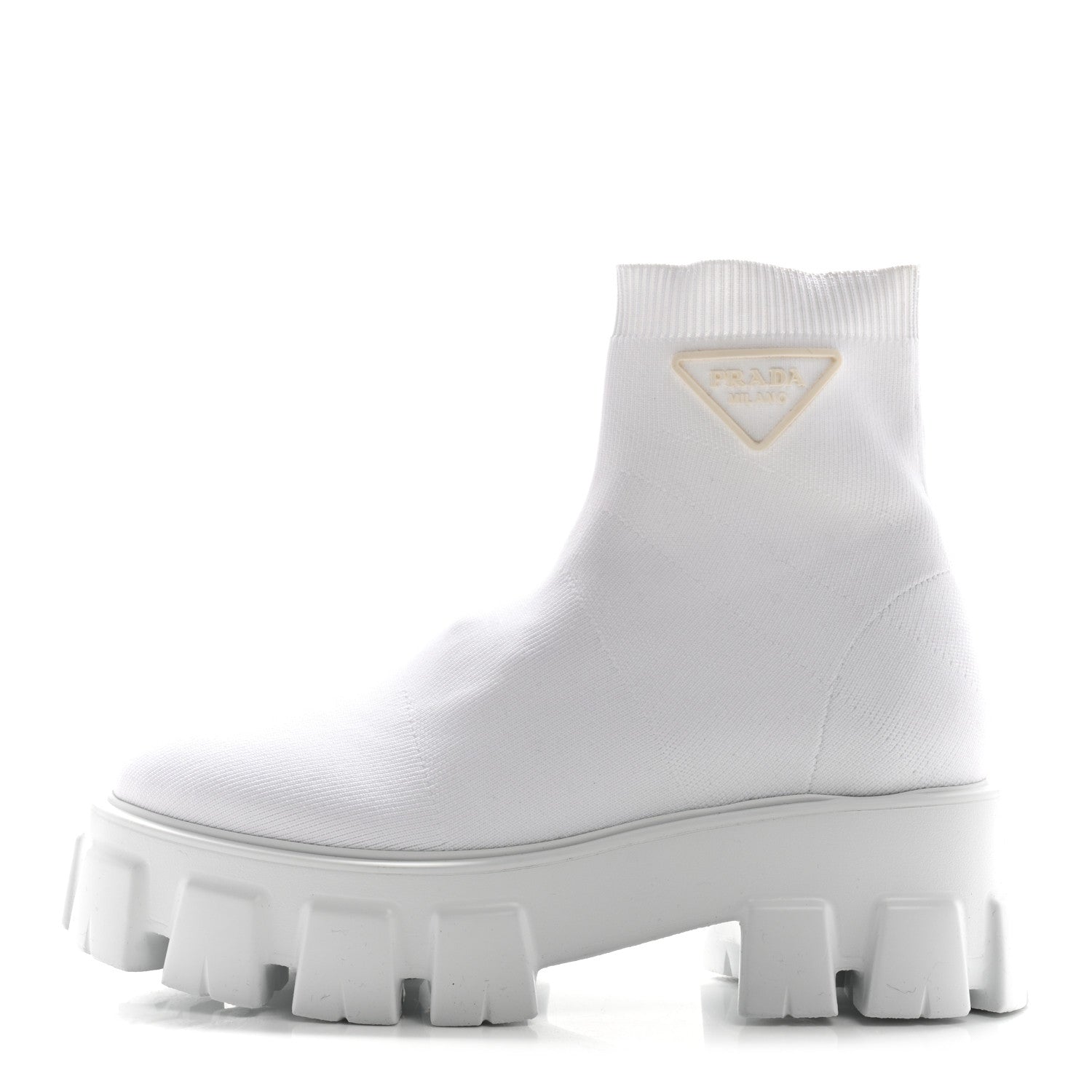 Prada Knit Rubber Triangle Logo Monolith 55mm Ankle Boots 38