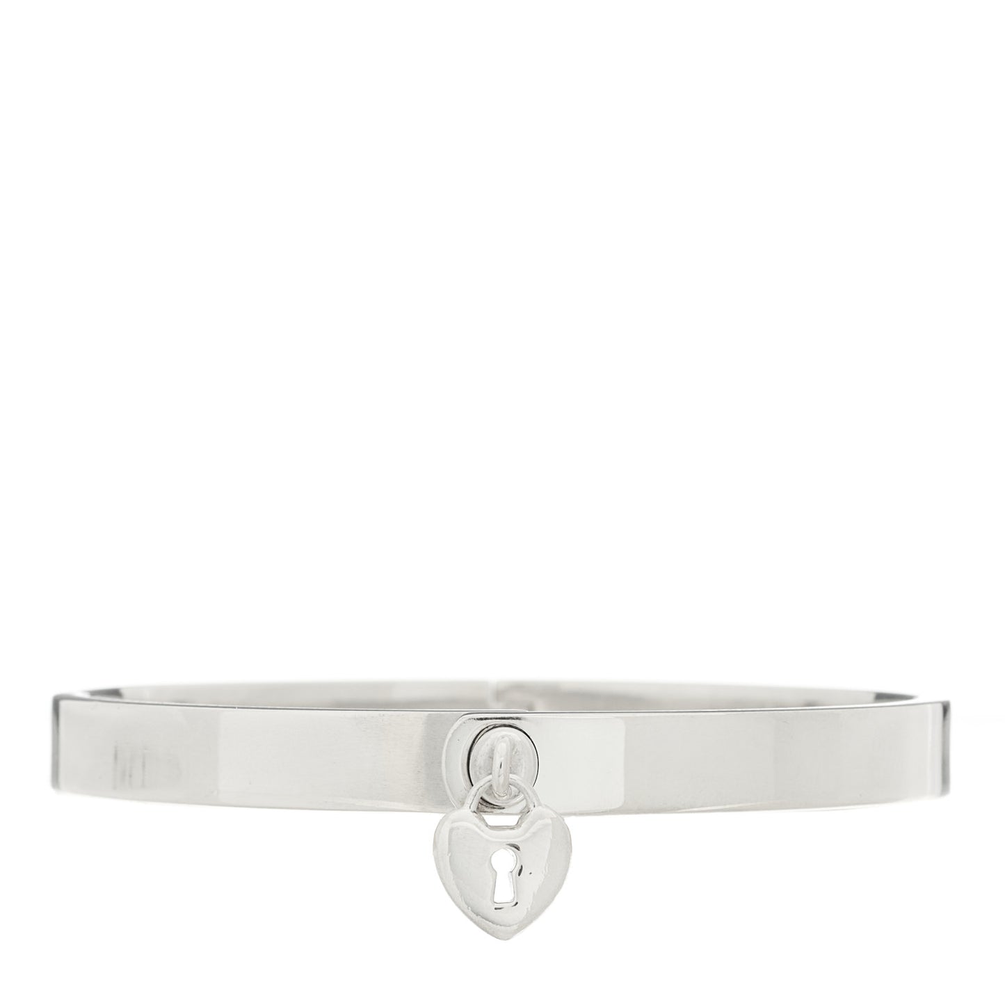 Sterling Silver Heart Lock Bangle Bracelet