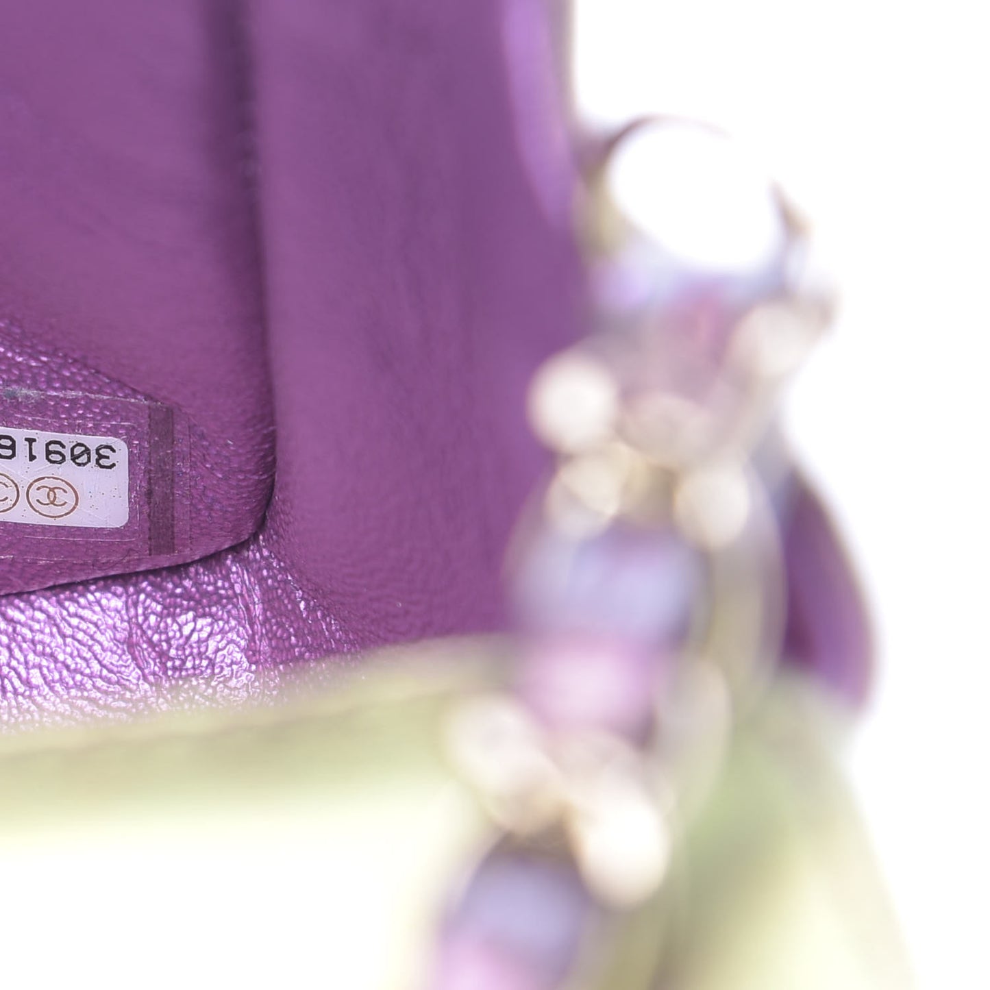 Iridescent Lambskin Quilted Mini Rectangular Flap Purple