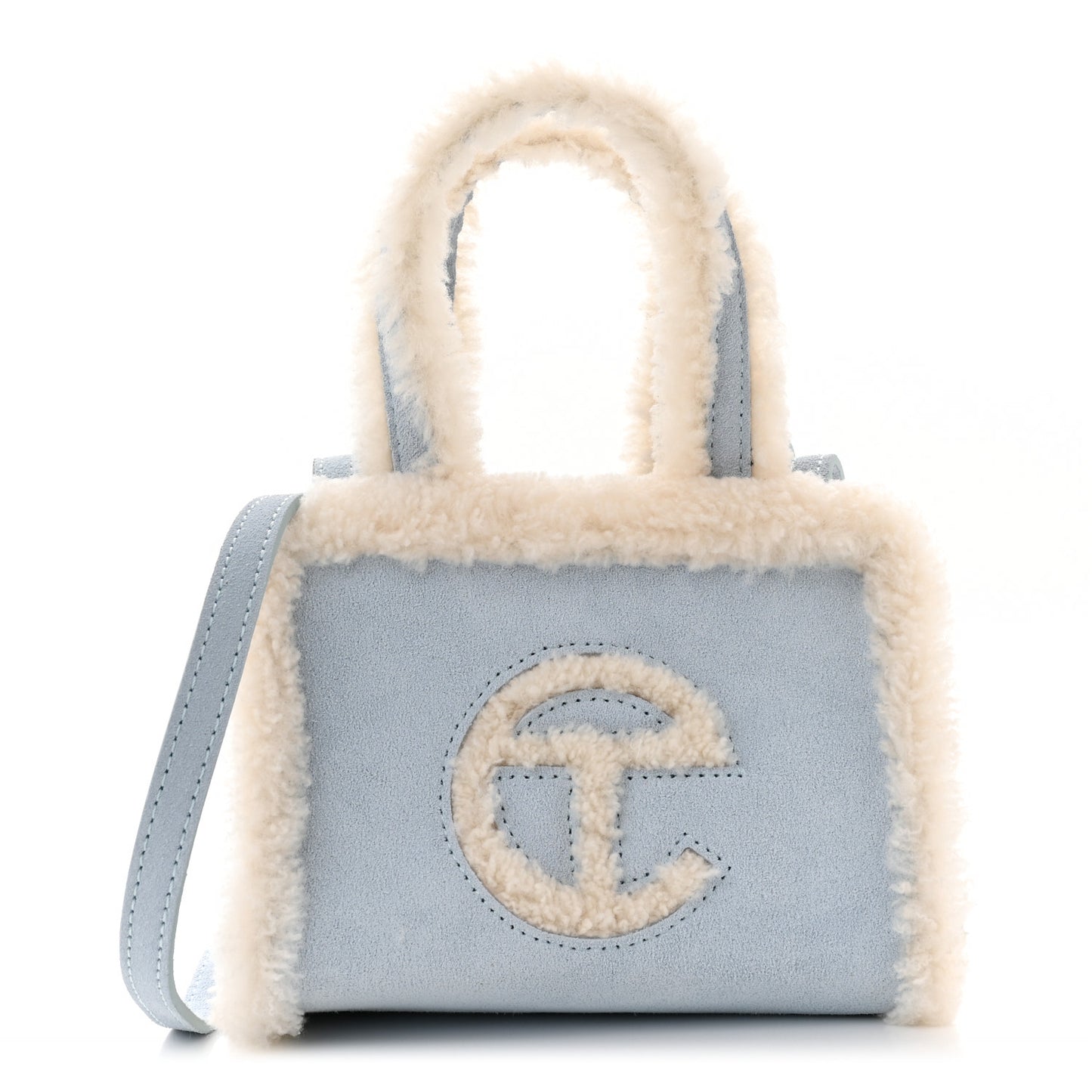 X UGG Suede Shearling Small Shopping Bag Blue