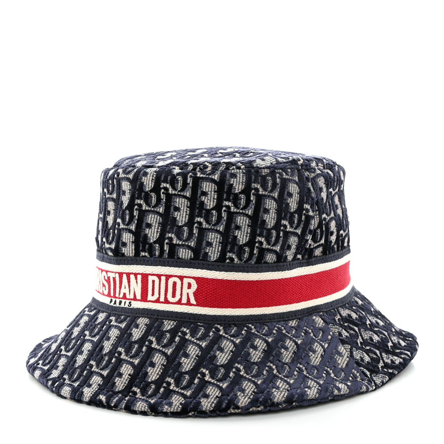 Velvet Oblique Large Brim Bucket Hat 58 Bleu Red