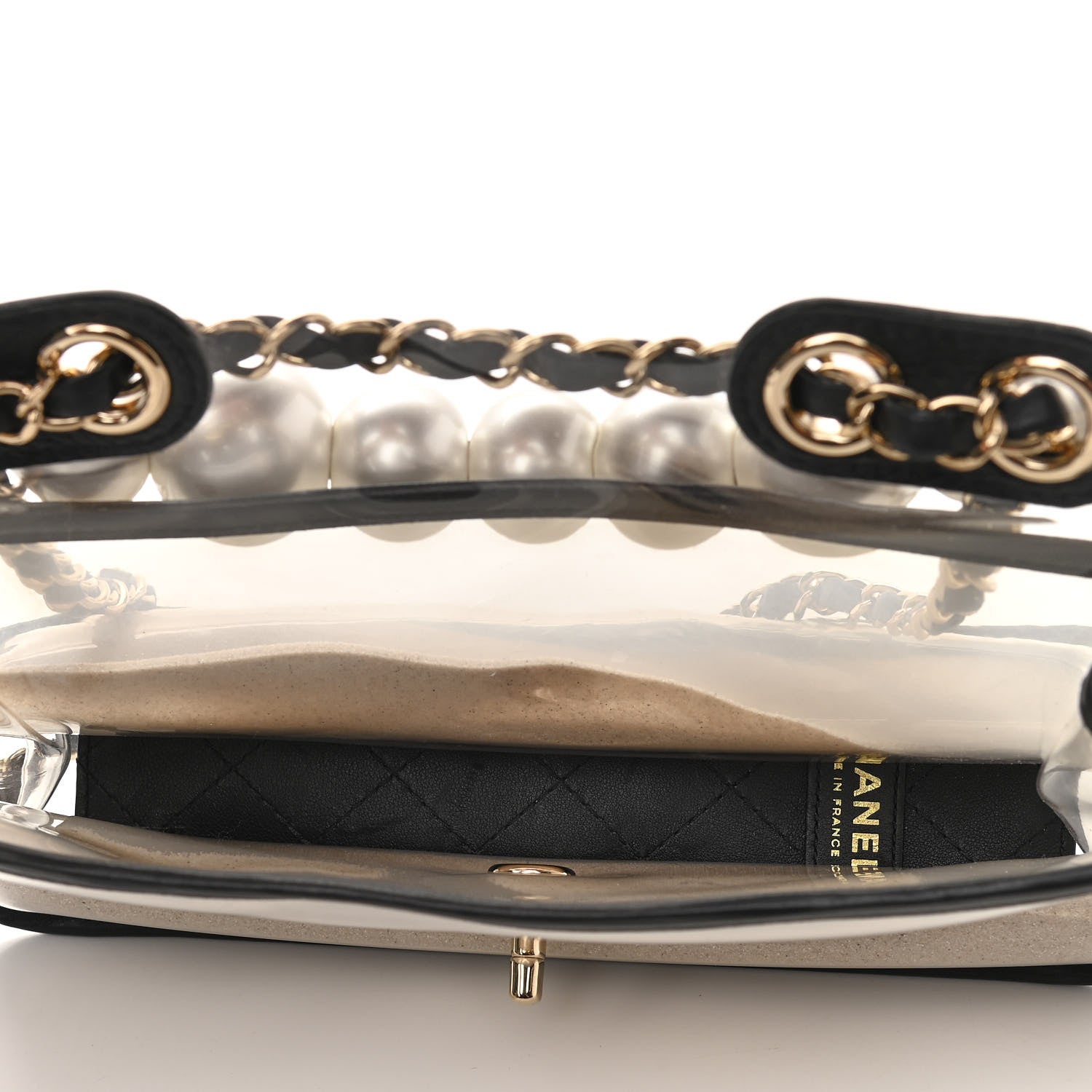 Chanel Lambskin PVC Sand By The Sea Flap With Pearl Strap Black 5 of 11