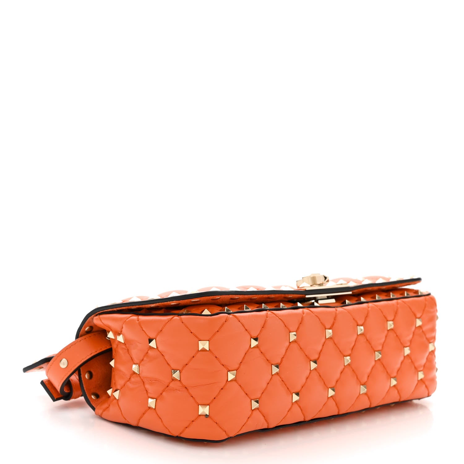 Valentino Garavani Calfskin Rockstud Spike Convertible Shoulder Bag Orange 4 of 9