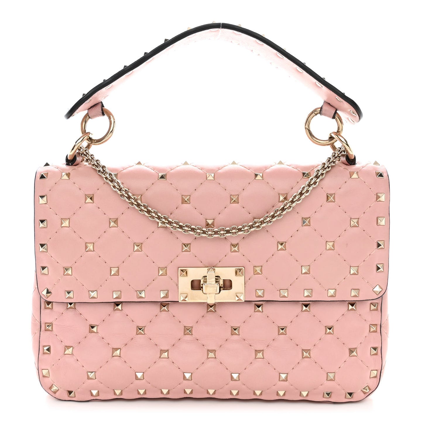 Nappa Medium Rockstud Spike Shoulder Bag Water Rose
