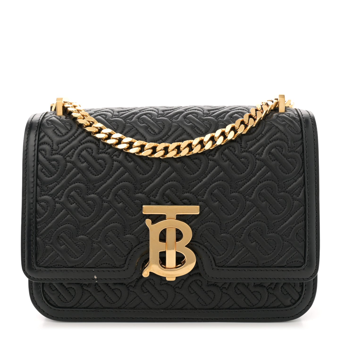 Calfskin Monogram Embossed Small TB Chain Bag Black