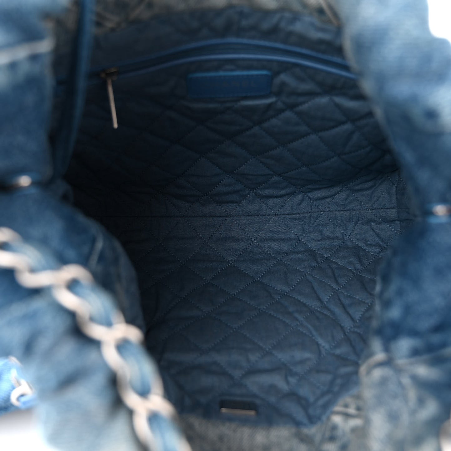 Denim Quilted Small Chanel 22 Blue