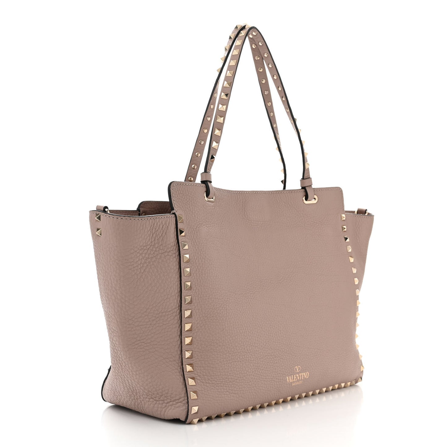 Pebbled Calfskin Medium Rockstud Tote Poudre