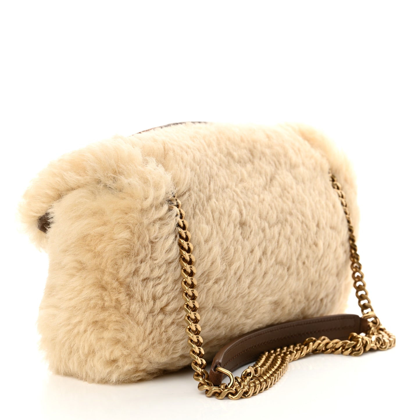 Shearling Calypso Crossbody Crema Naturel Dark Cigar