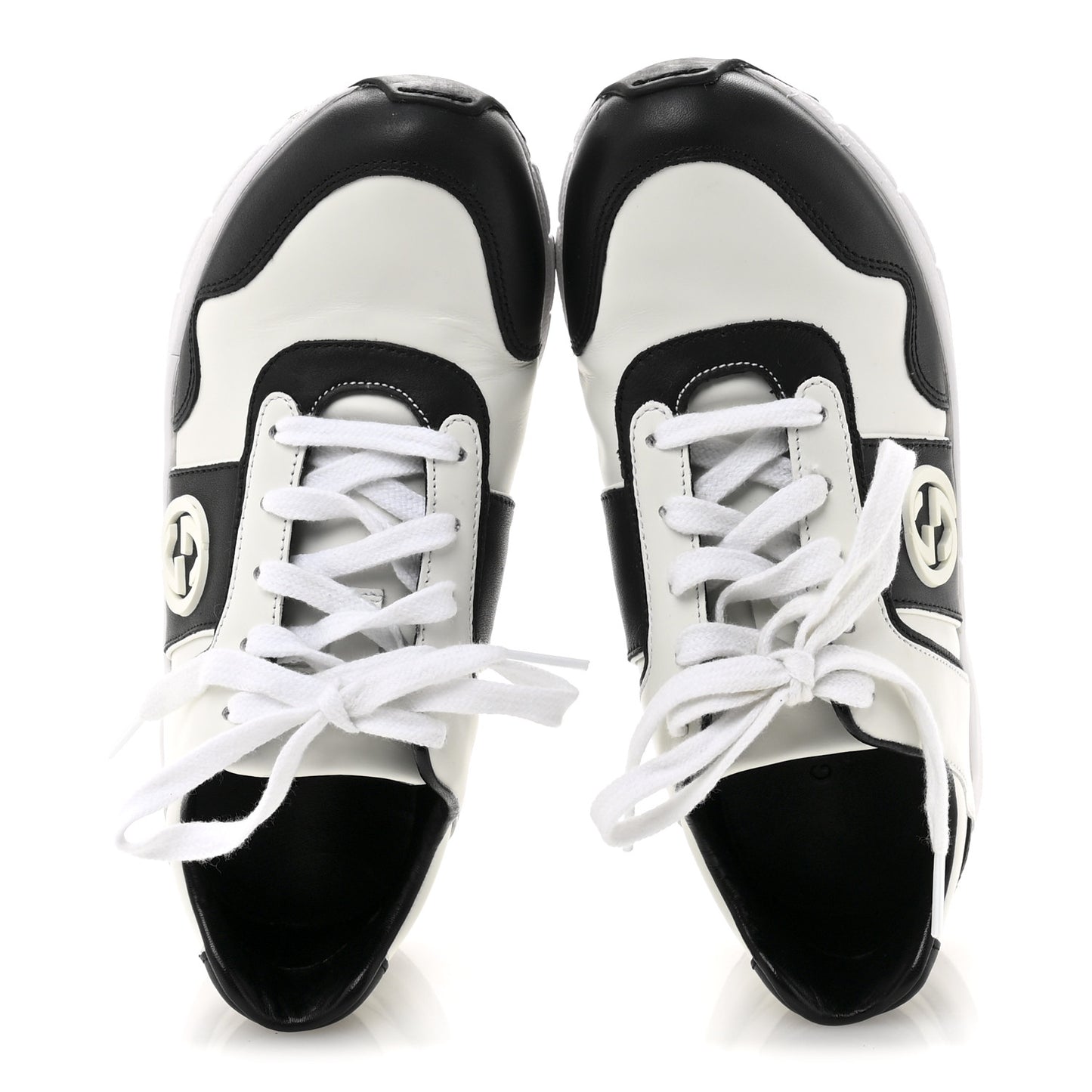 Calfskin Womens Interlocking G Sneakers 35.5 Black White