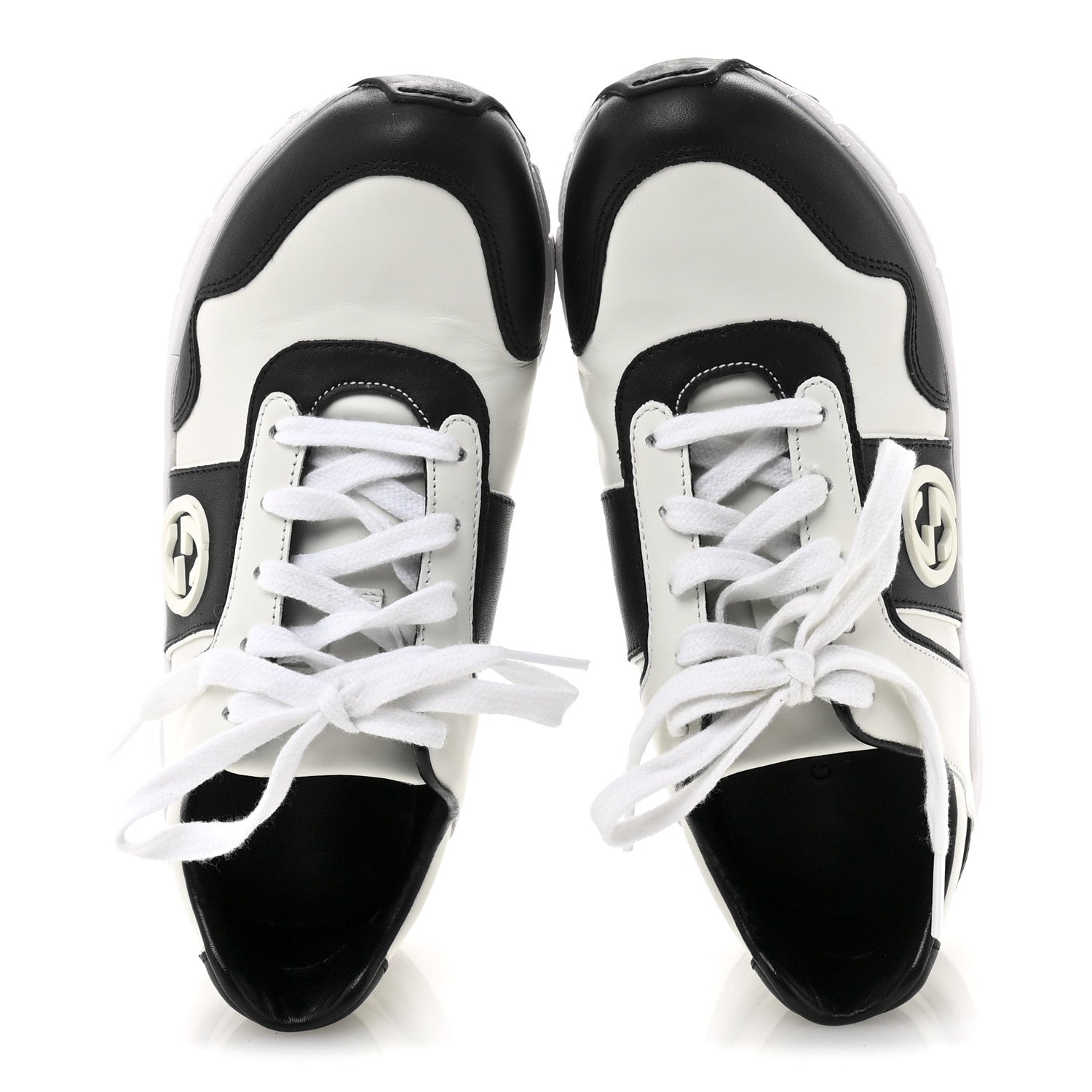 Gucci Calfskin Womens Interlocking G Sneakers 35.5 Black White 2 of 10
