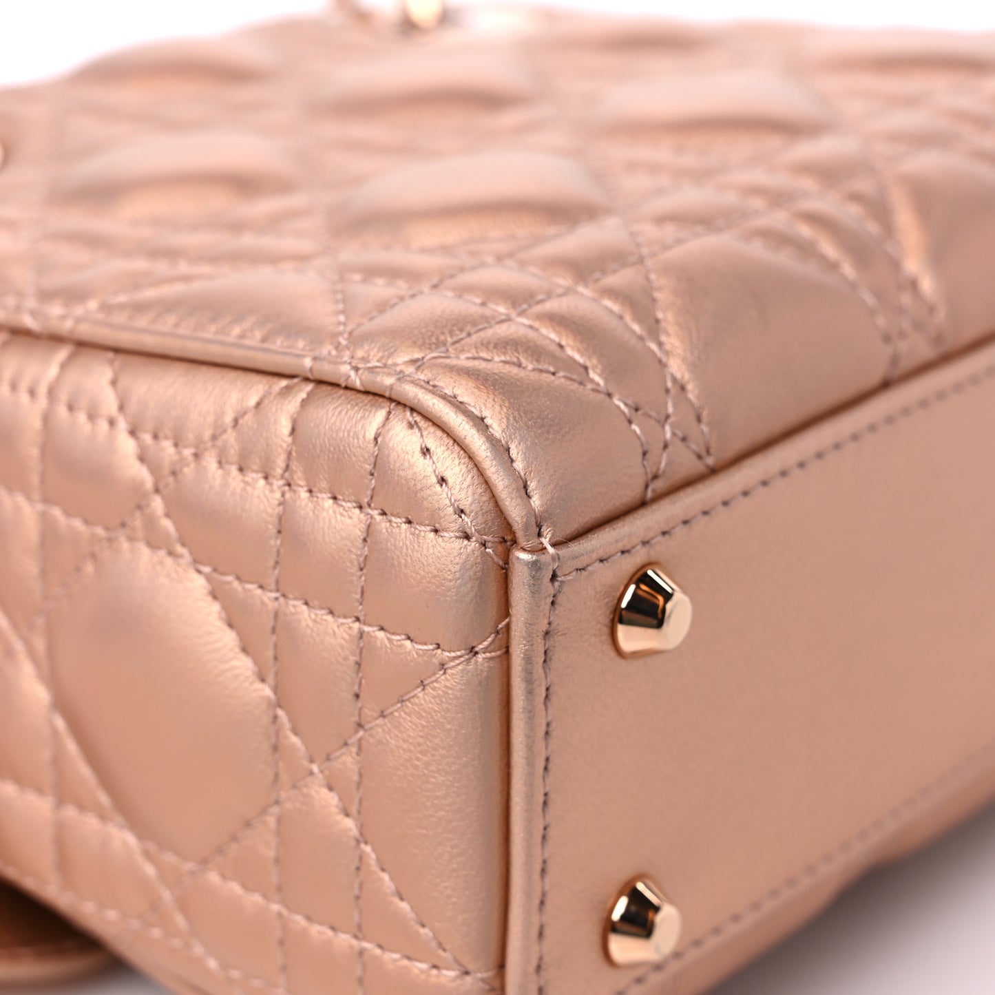 Iridescent Metallic Lambskin Cannage Mini Lady Dior Pink