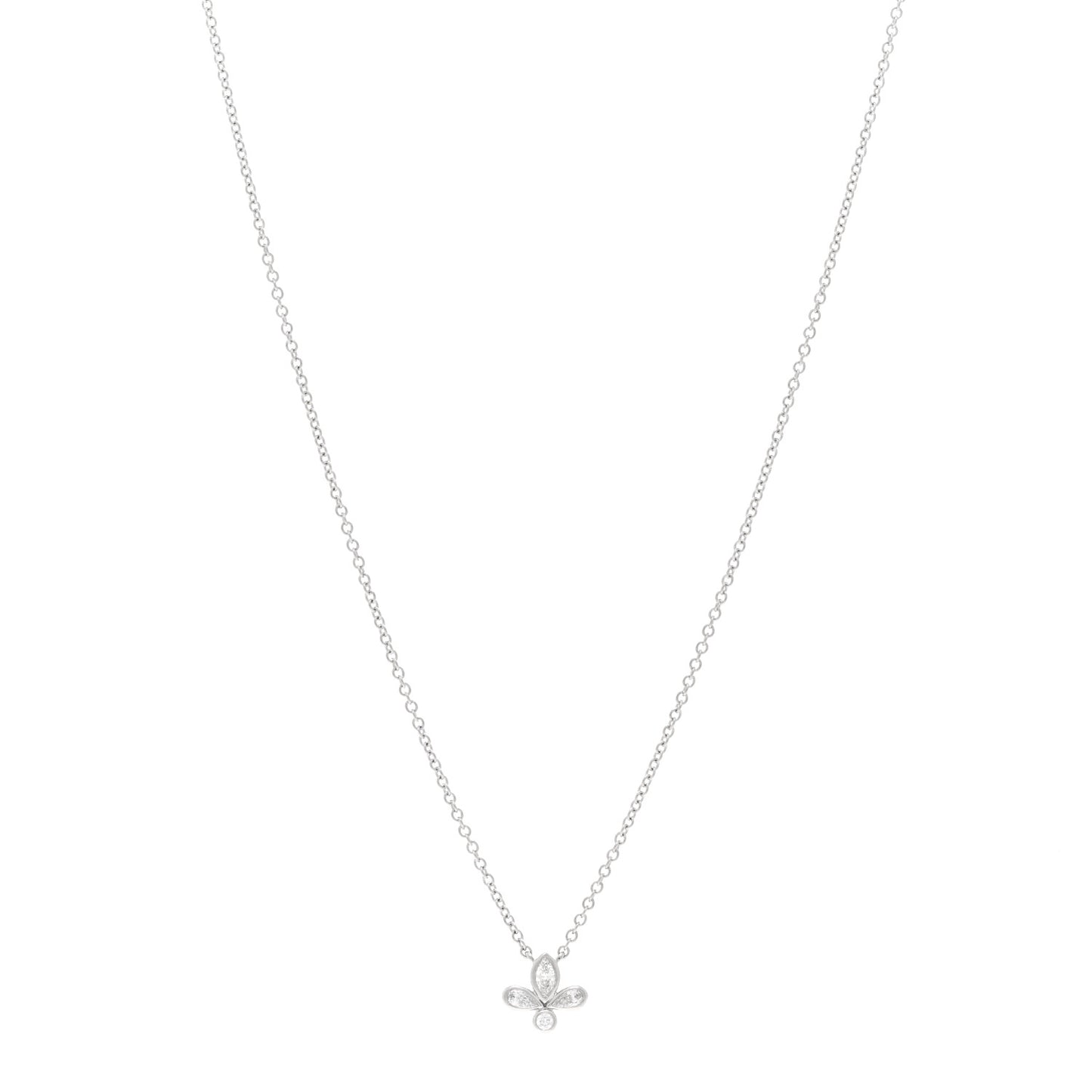 Platinum Diamond Fleur de Lis Pendant Necklace