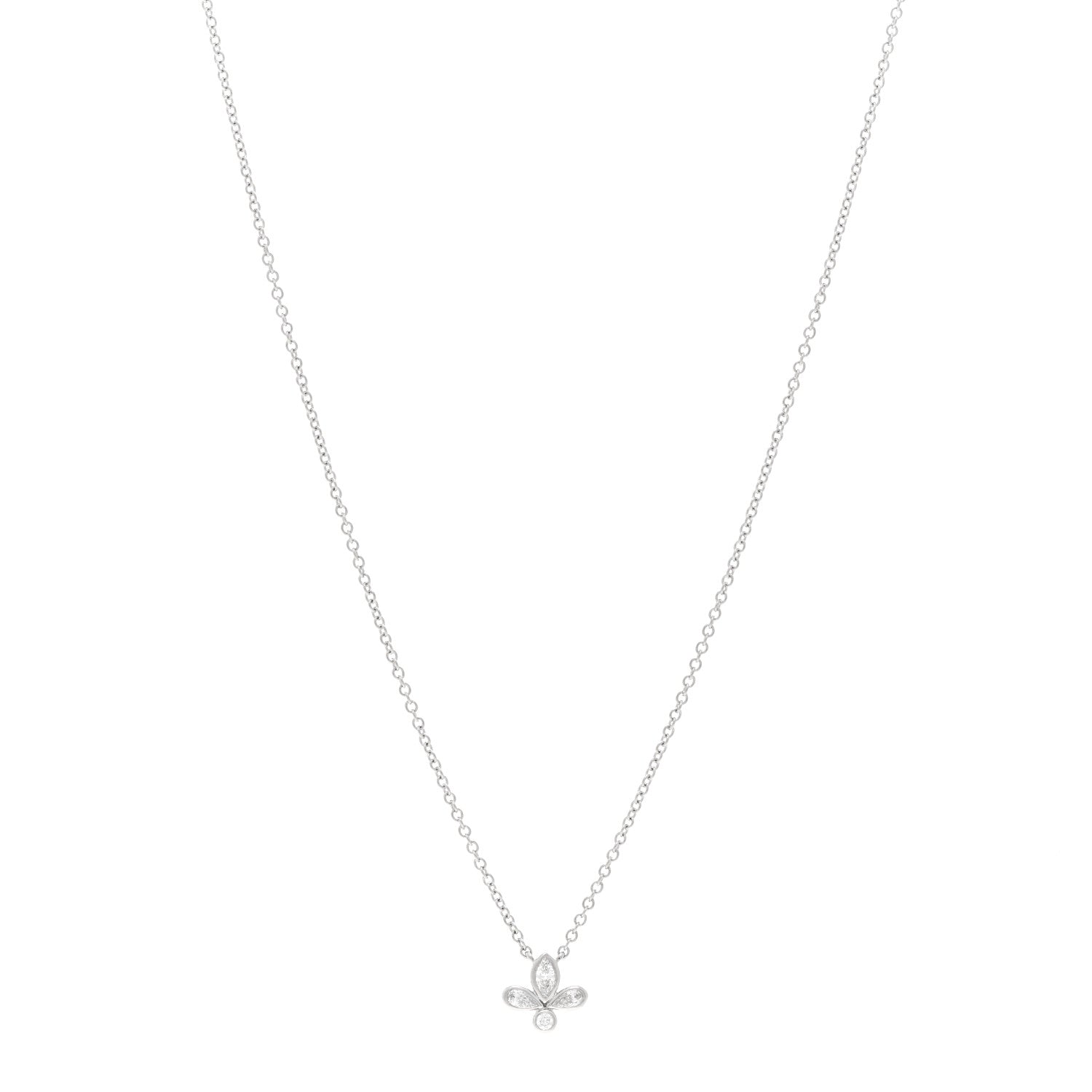 Tiffany Platinum Diamond Fleur de Lis Pendant Necklace 1 of 5