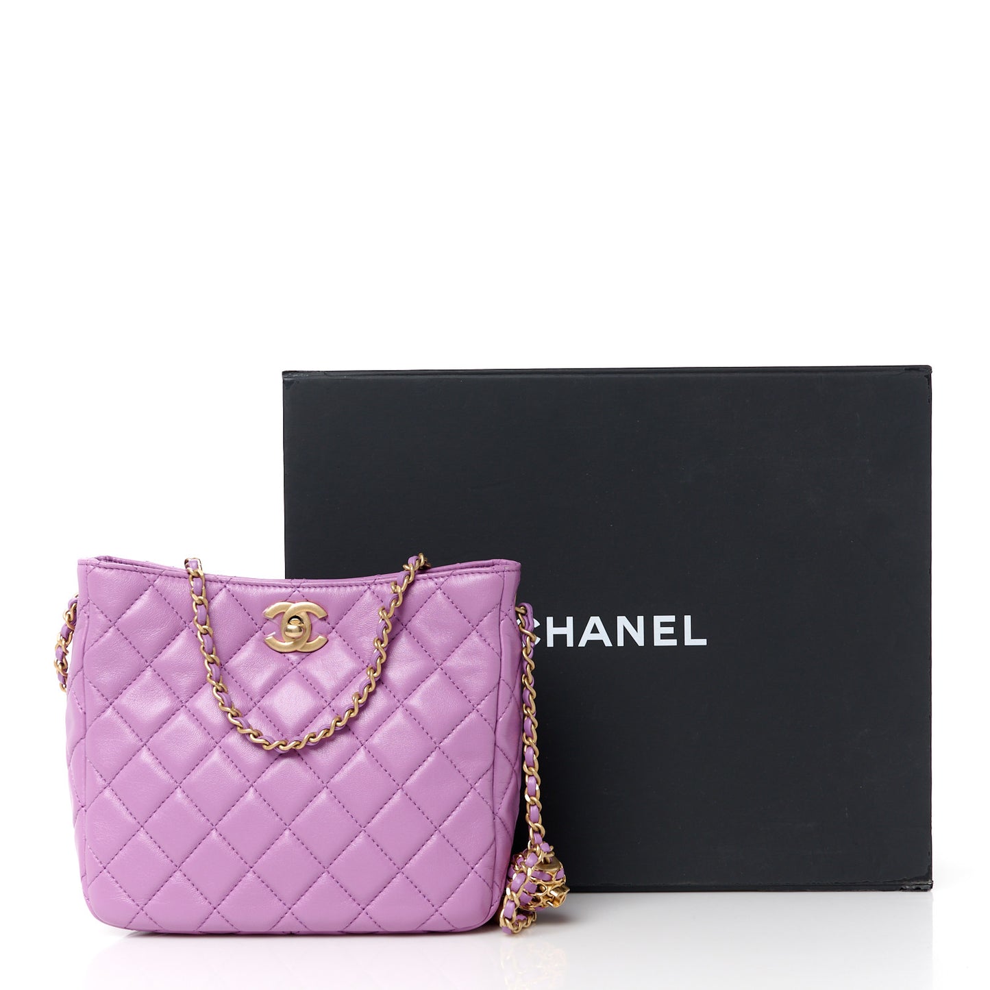 Lambskin Quilted Small Pearl Crush Hobo Purple