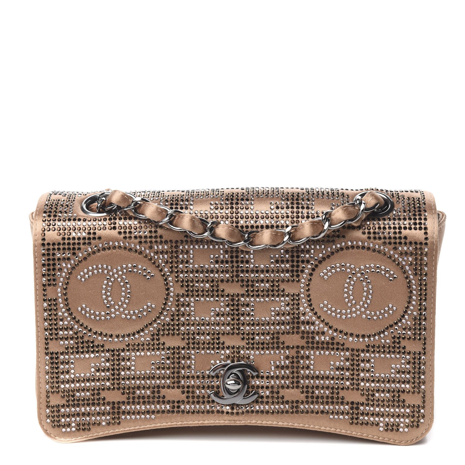 Chanel Satin Swarovski Crystal Flap Beige 1 of 9