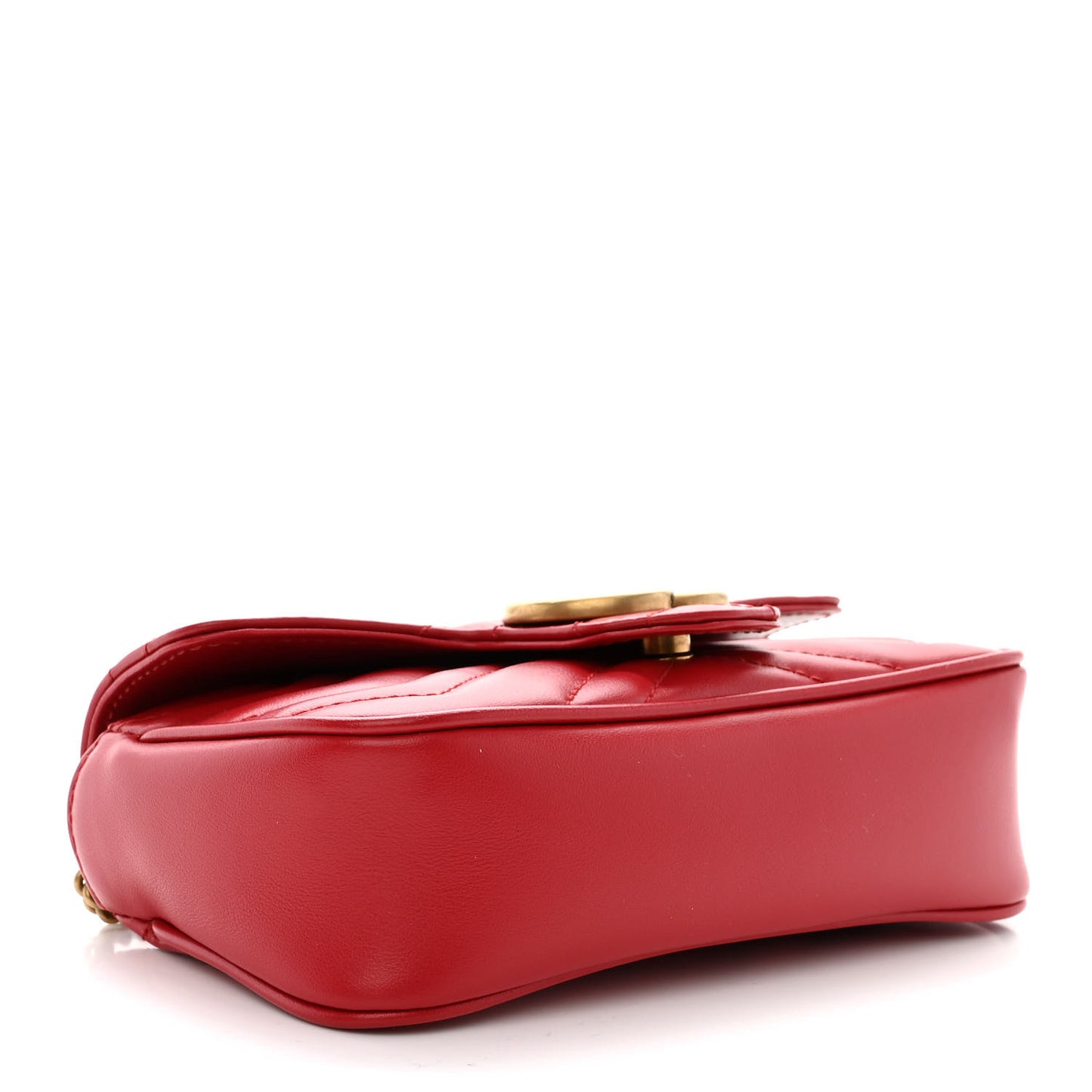 Calfskin Matelasse Super Mini GG Marmont Shoulder Bag Hibiscus Red