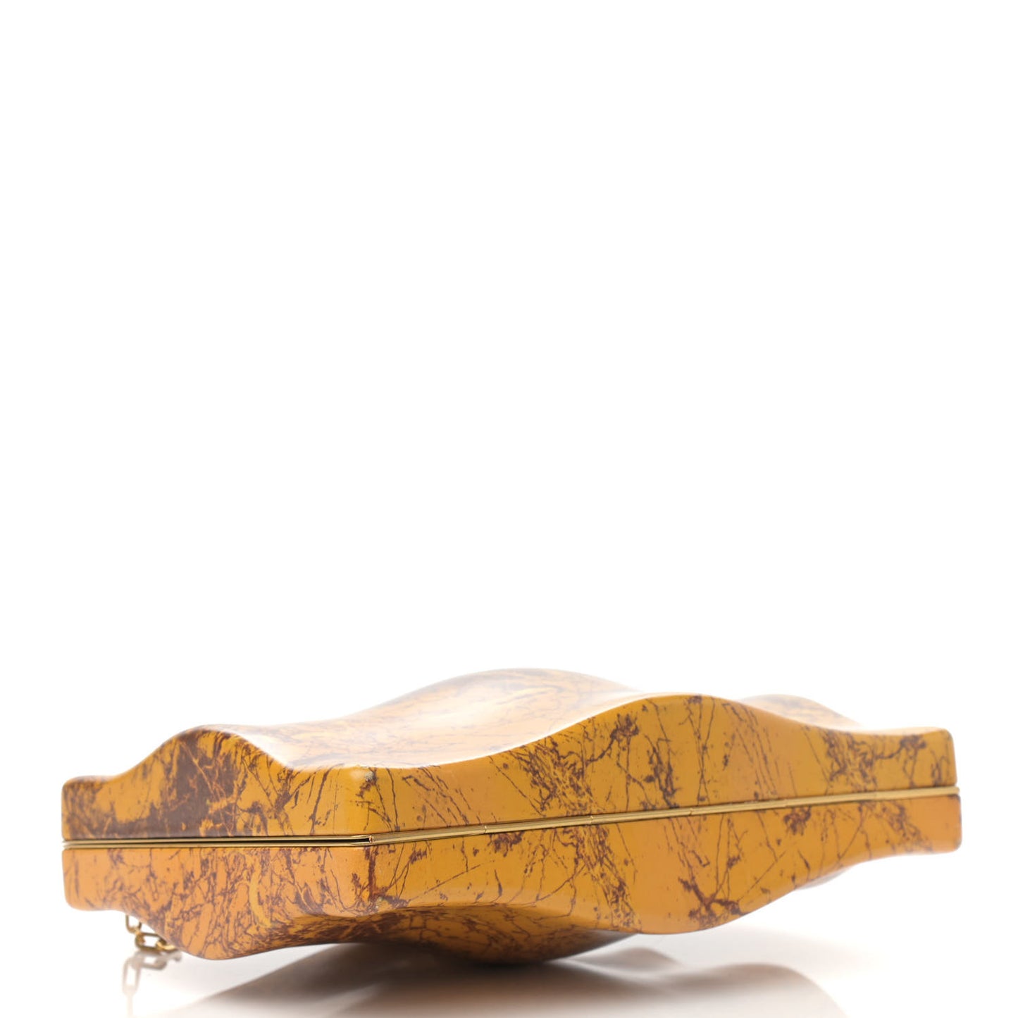 Spazzolato Calfskin Chain Clutch Gold Marble
