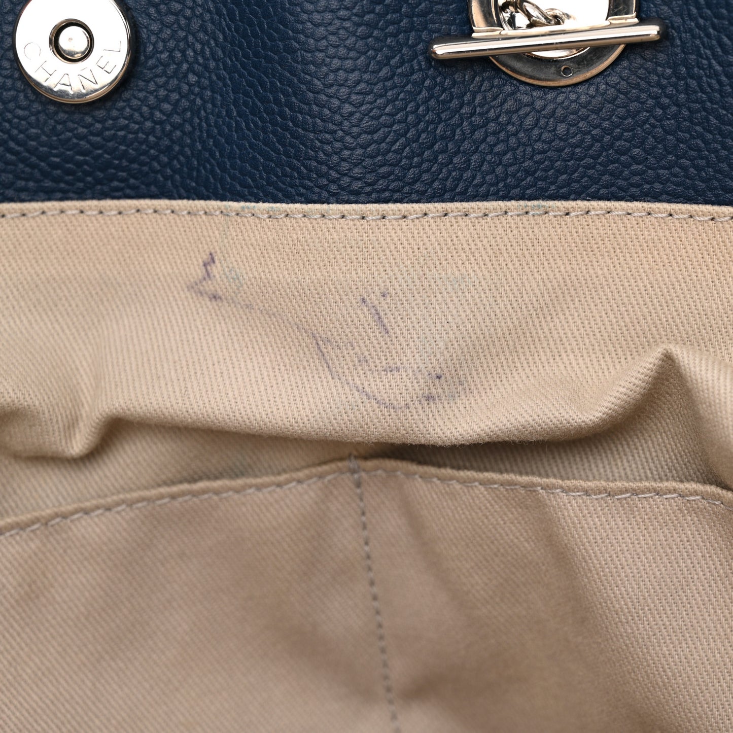 Glazed Calfskin Large Deauville Tote Blue