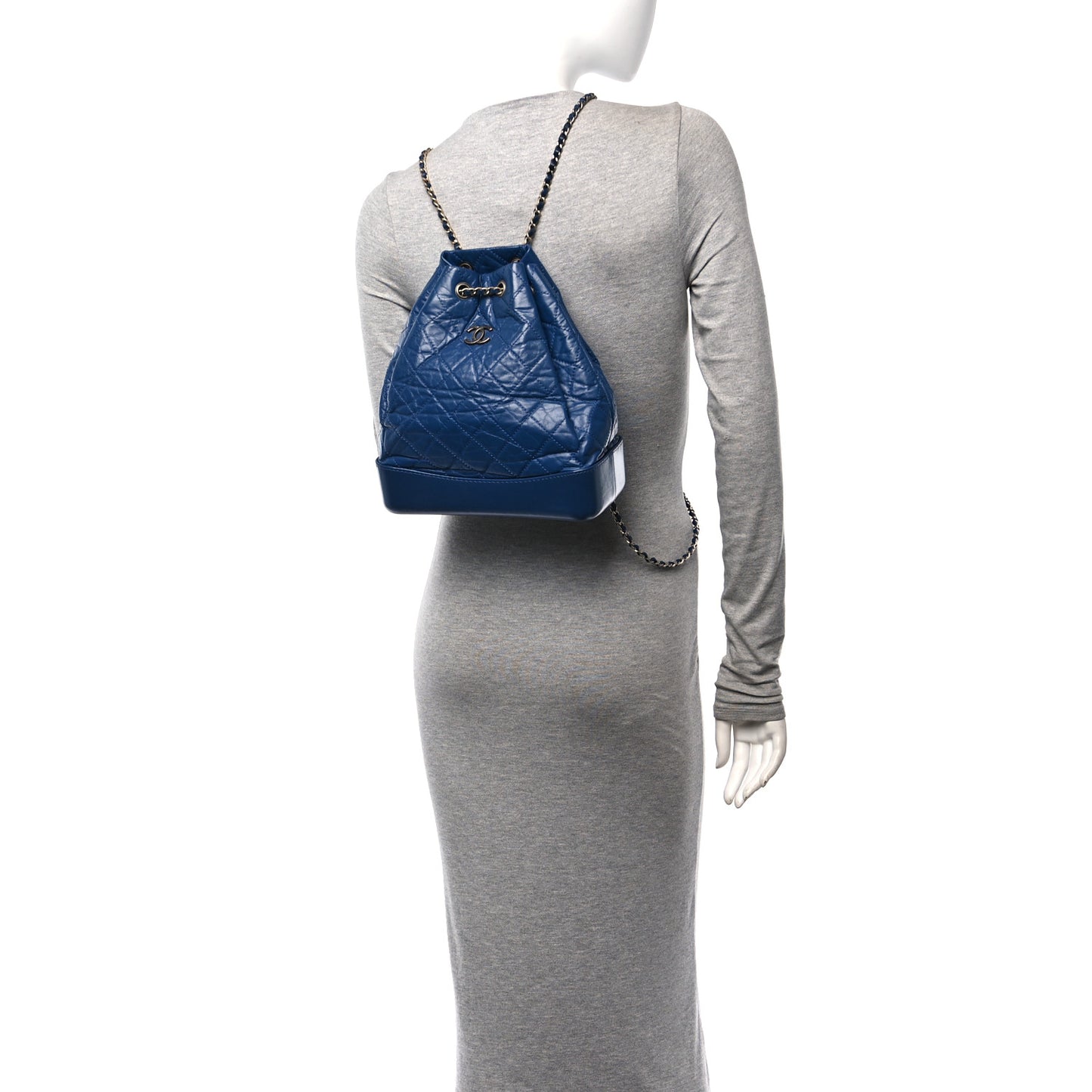 Aged Calfskin Quilted Gabrielle Backpack Blue