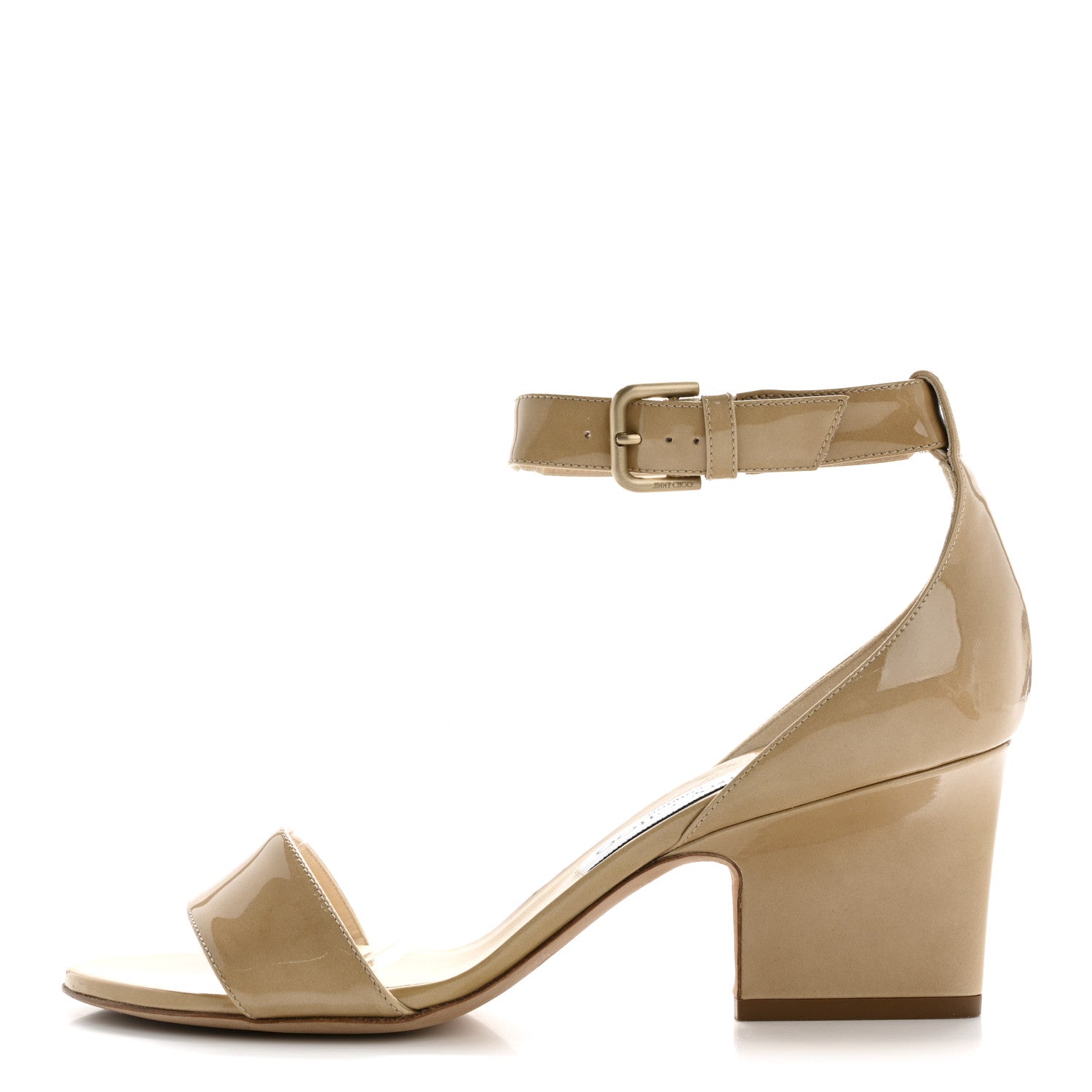 Jimmy Choo Patent Calfskin Edina Sandals 37 Nude 1728167