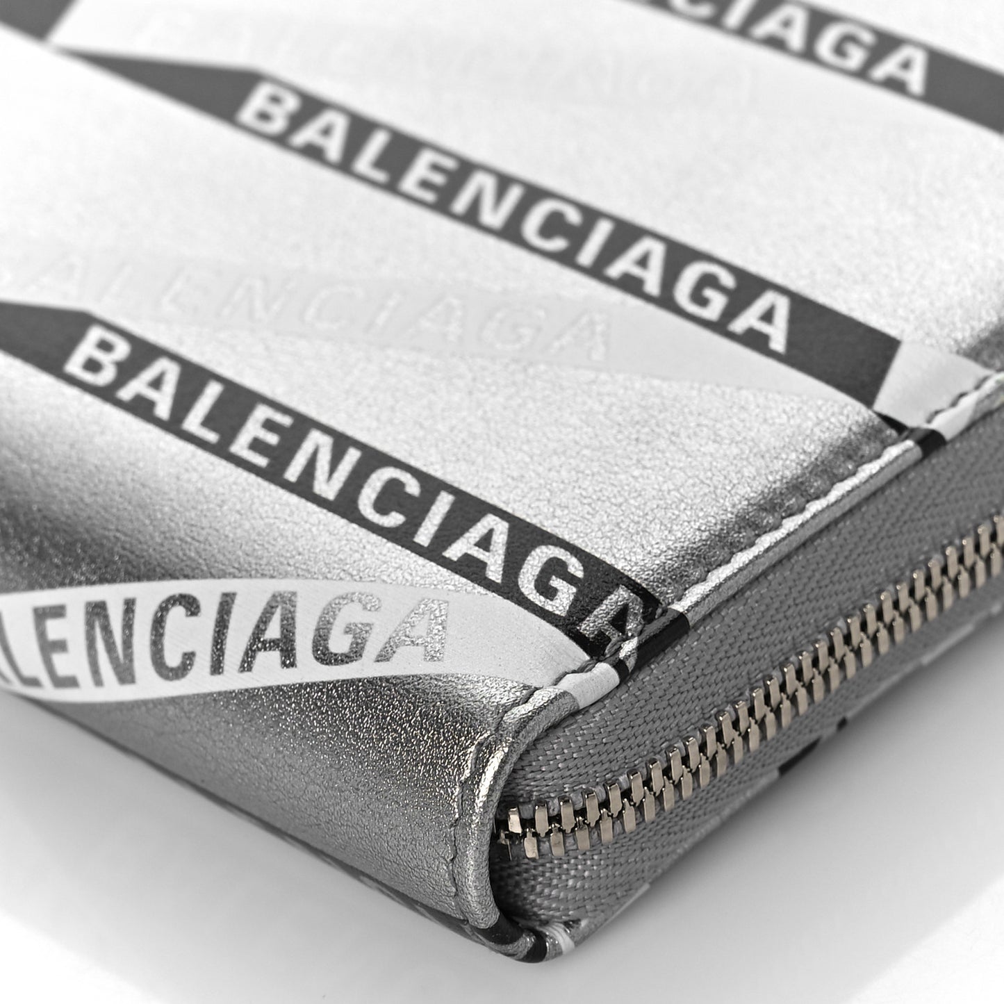 Metallic Calfskin Losange Monogram Everyday Continental Zip Around Wallet Silver Black White