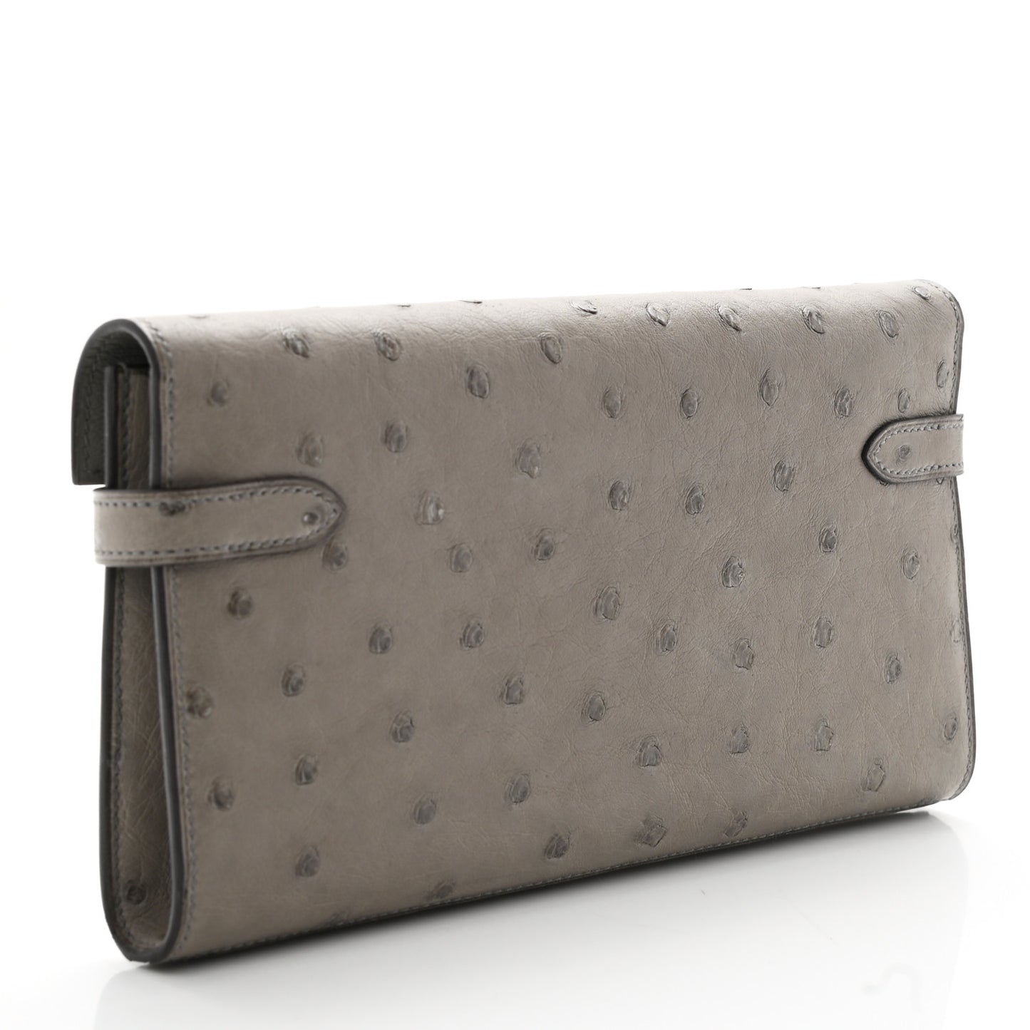 Ostrich Kelly Longue Wallet Gris Tourterelle