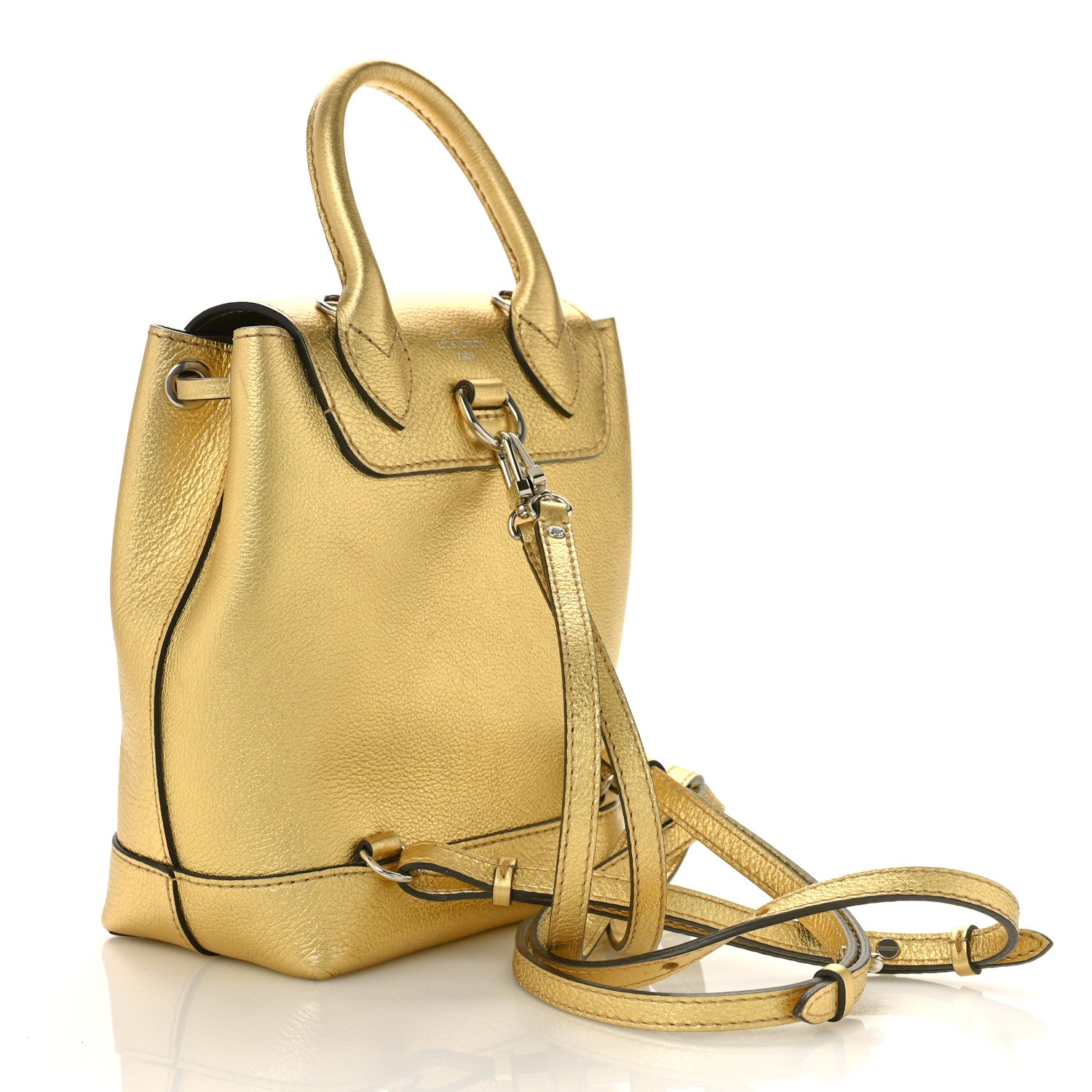 Louis Vuitton Metallic Calfskin Lockme Mini Backpack Gold 3 of 8