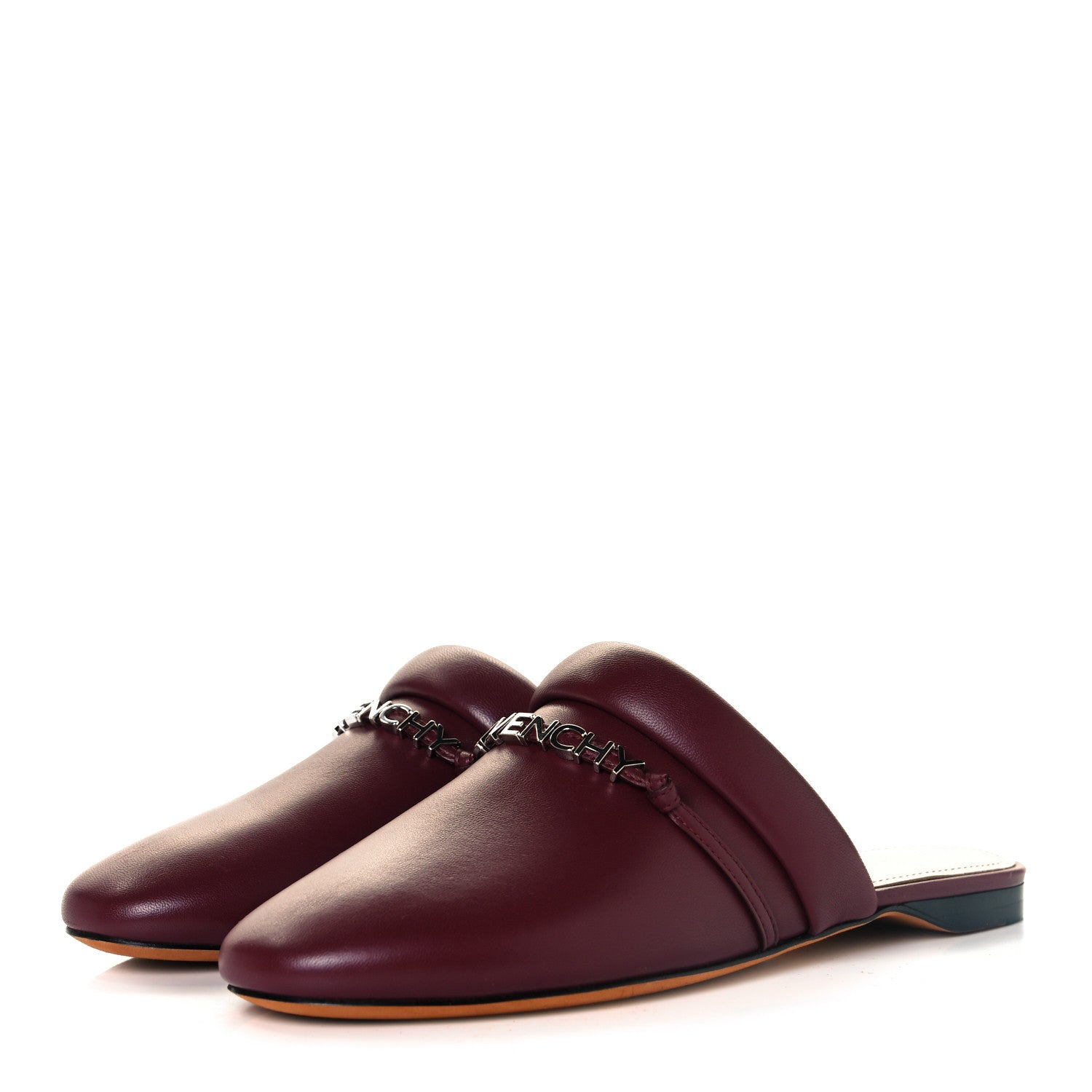 Givenchy Lambskin Elba Logo Mule Slippers 36.5 Burgundy 3 of 9