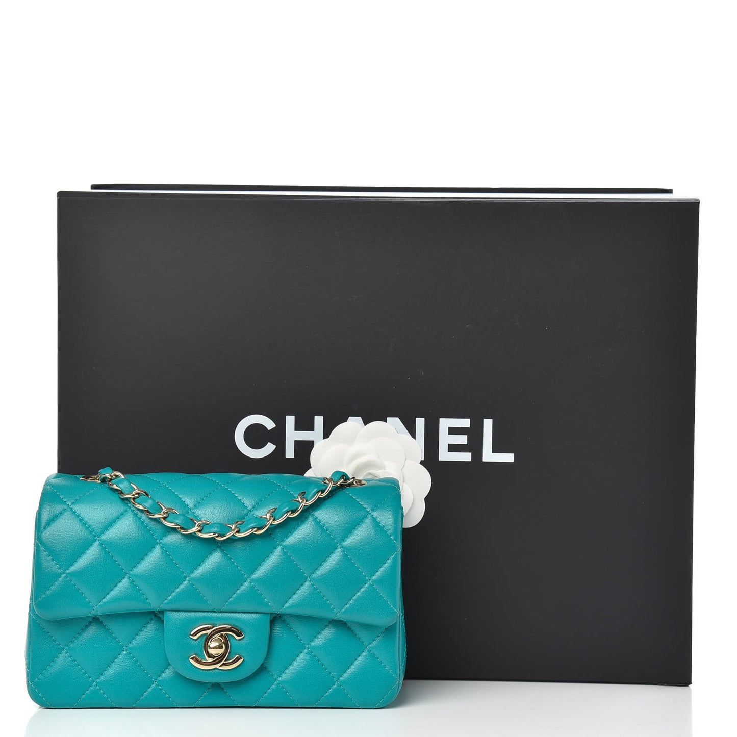 Lambskin Quilted Mini Rectangular Flap Green