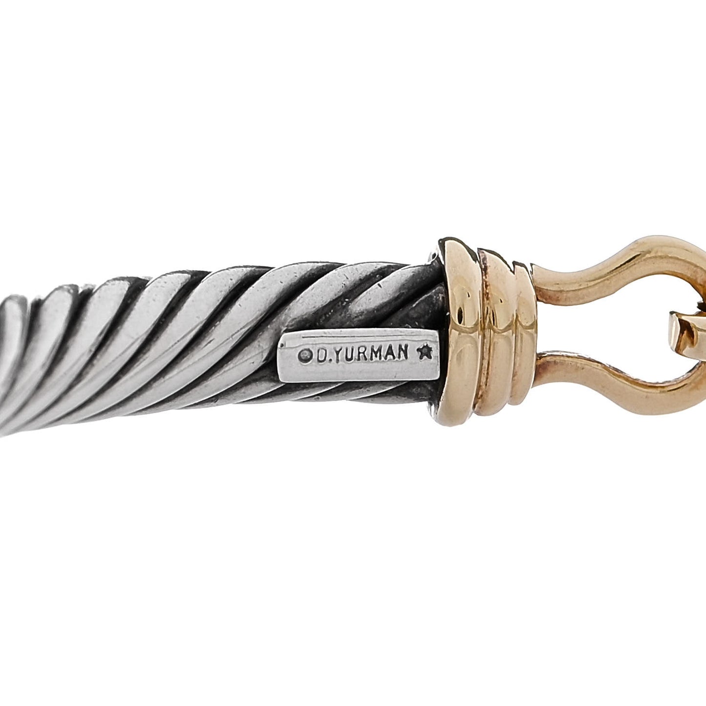 Sterling Silver 14K Yellow Gold 5mm Cable Classic Buckle Bracelet