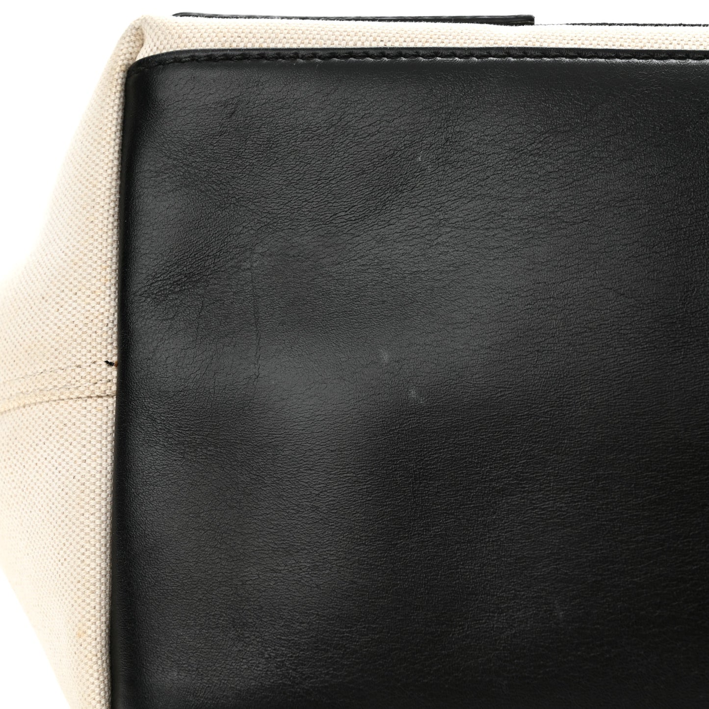 Cotton Canvas Satin Calfskin S Navy Cabas Natural Black