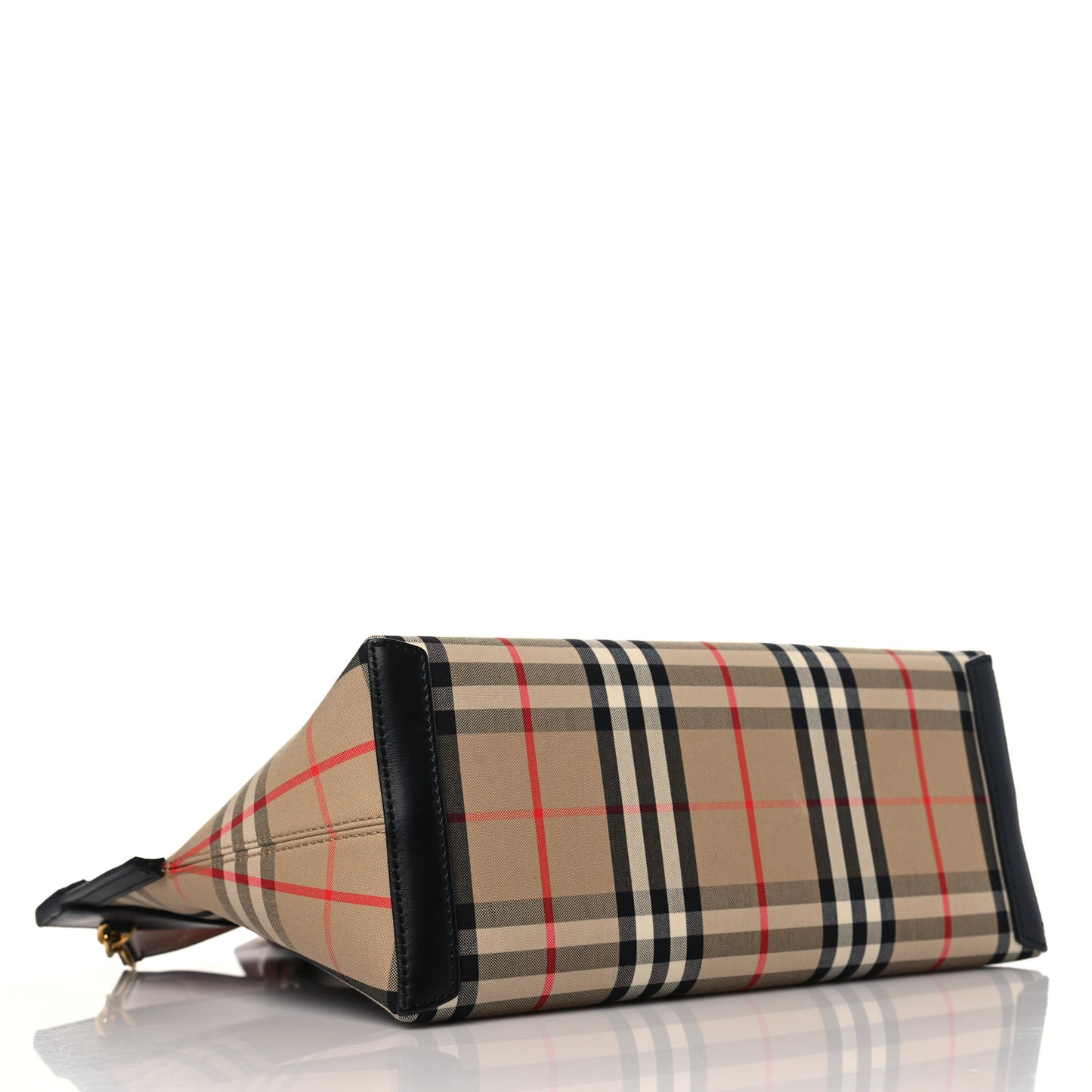 Calfskin Vintage Check Small Society Top Handle Bag Archive Beige Black