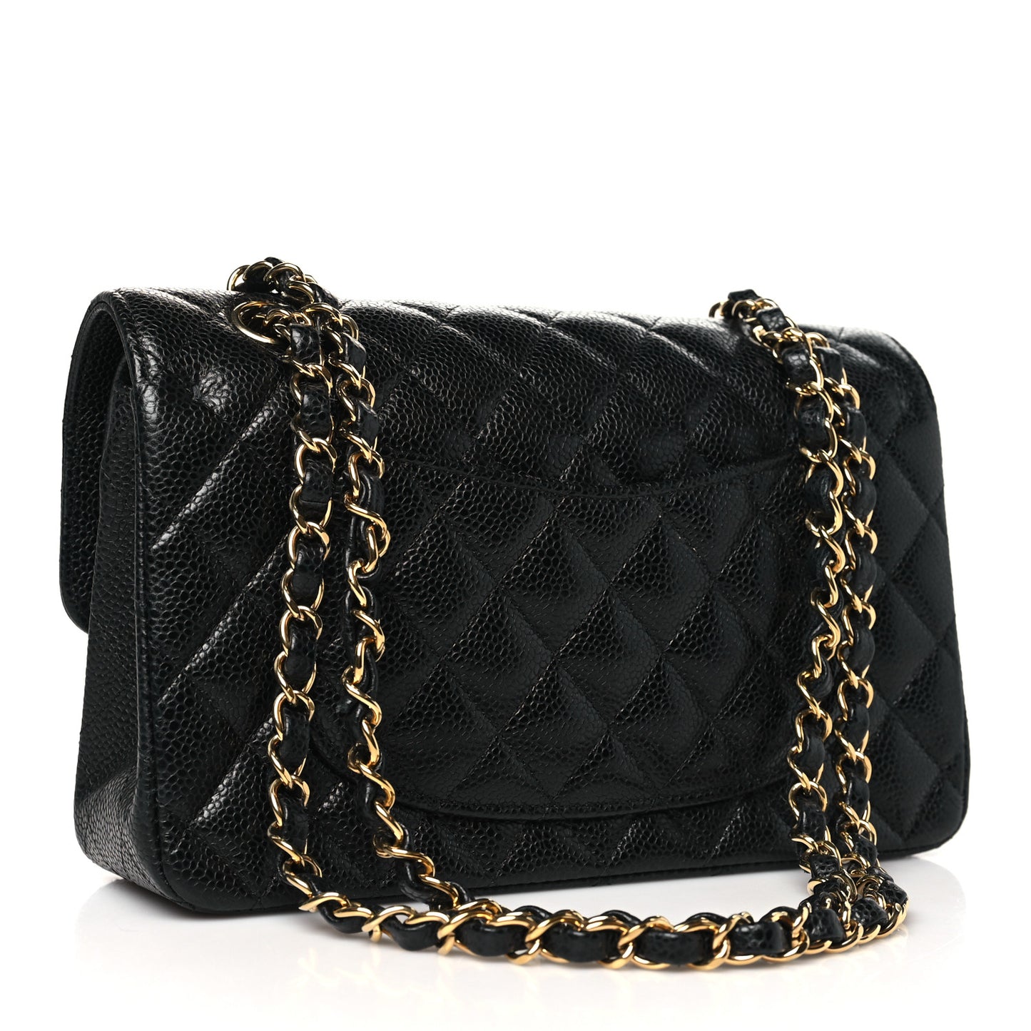 Caviar Quilted Small Double Flap Black