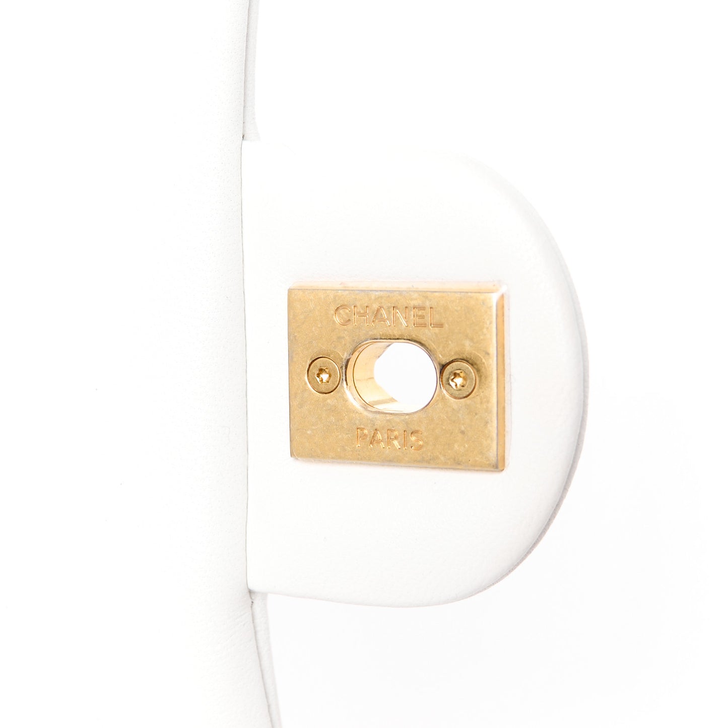 Lambskin Quilted Small Circular Handle Bag White