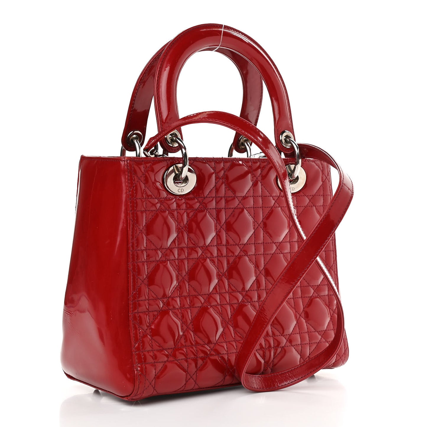 Patent Cannage Medium Lady Dior Red