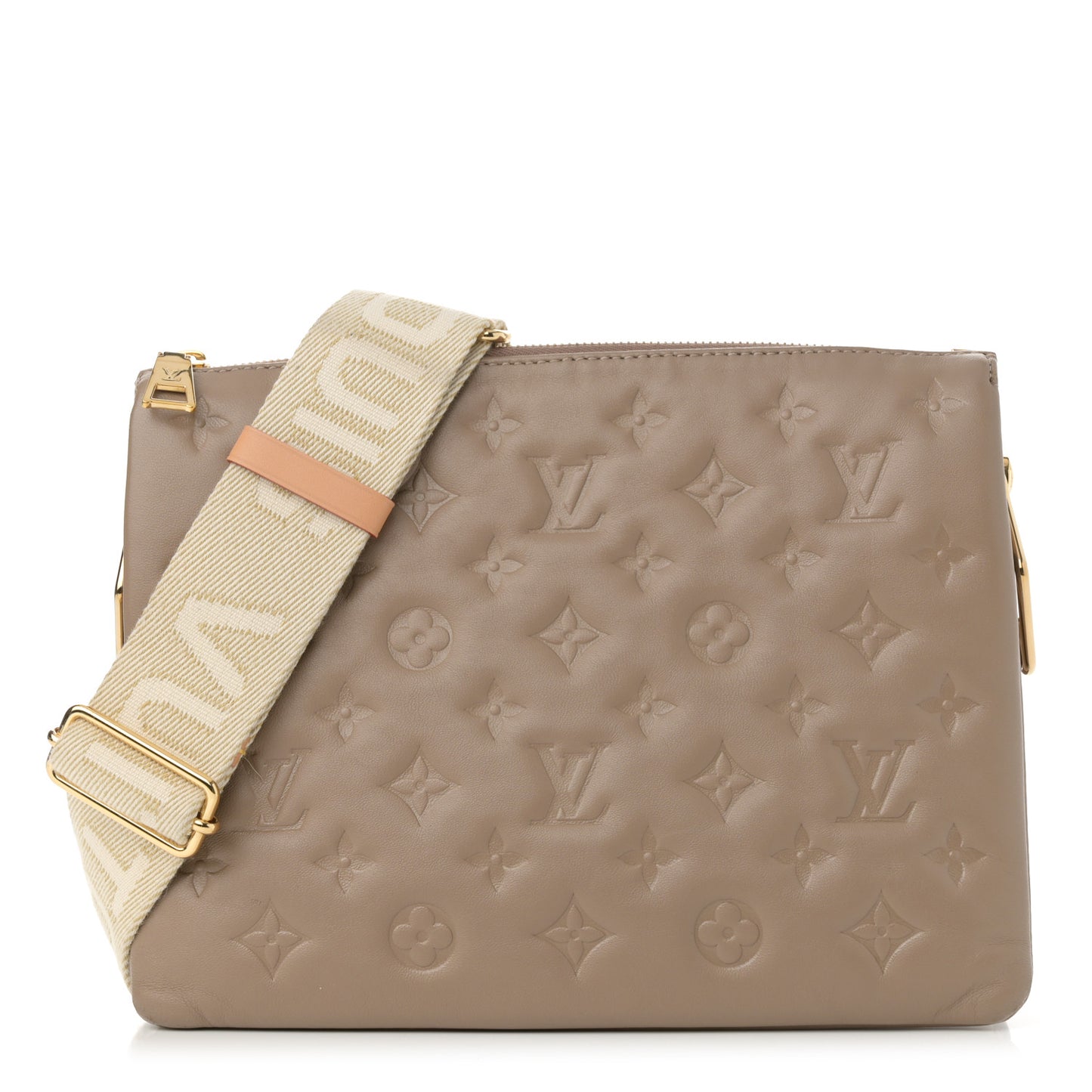 Lambskin Embossed Monogram Coussin PM Taupe