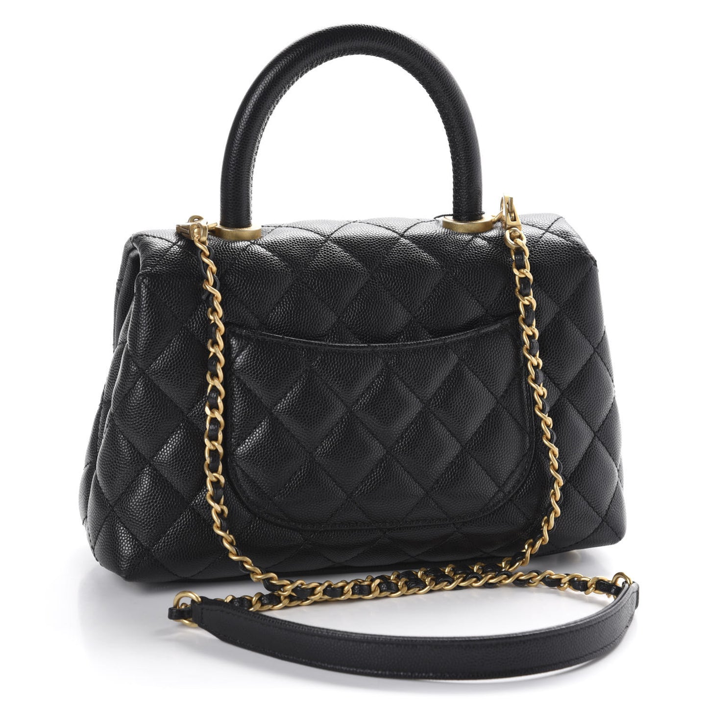 Caviar Quilted Mini Coco Handle Flap Black