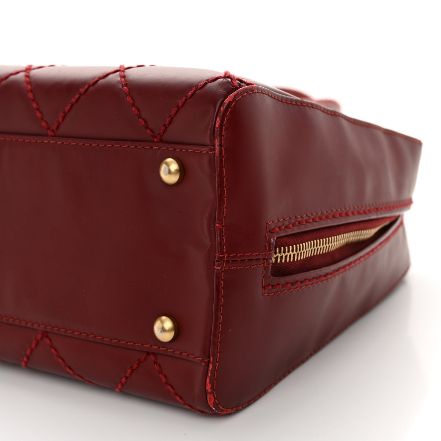 Calfskin Stitch Surpique Bowler Red