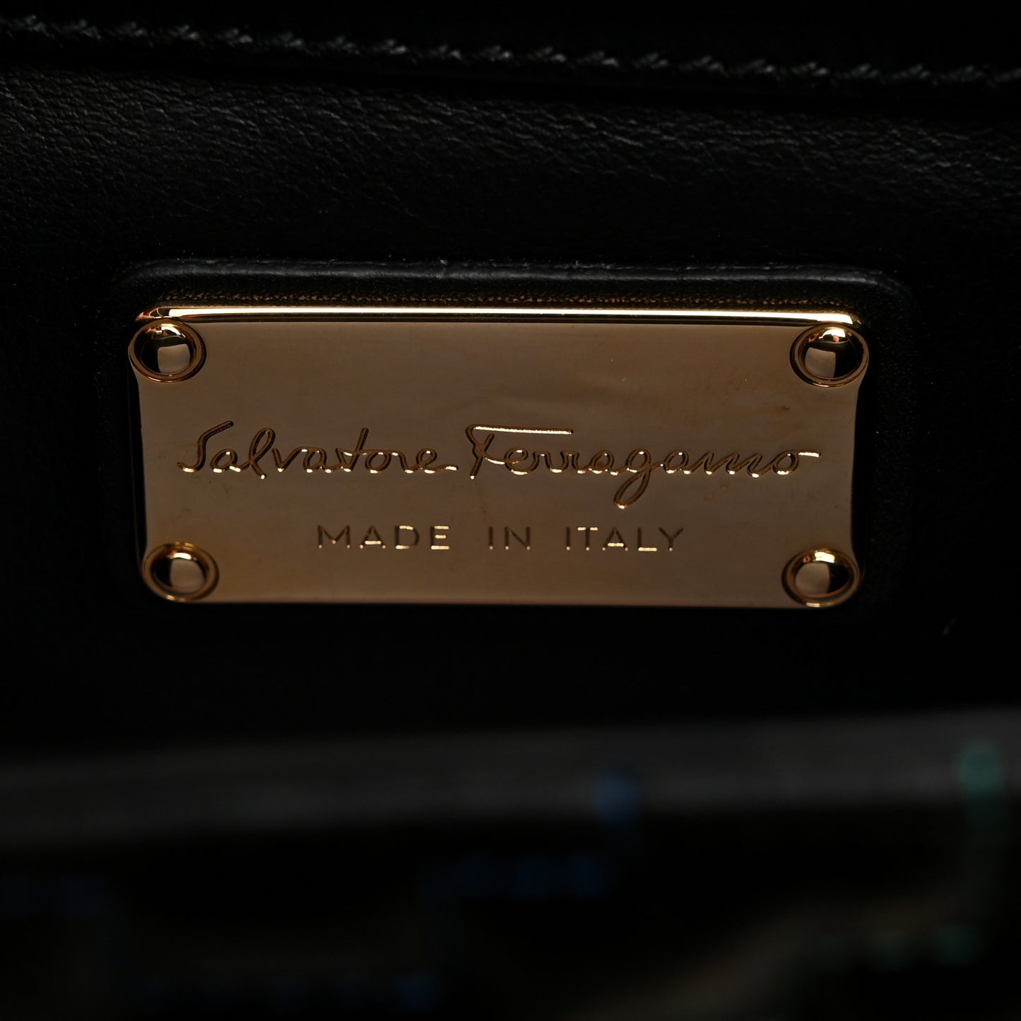 Calfskin Stitched Gancini Crossbody Flap Black Multicolor