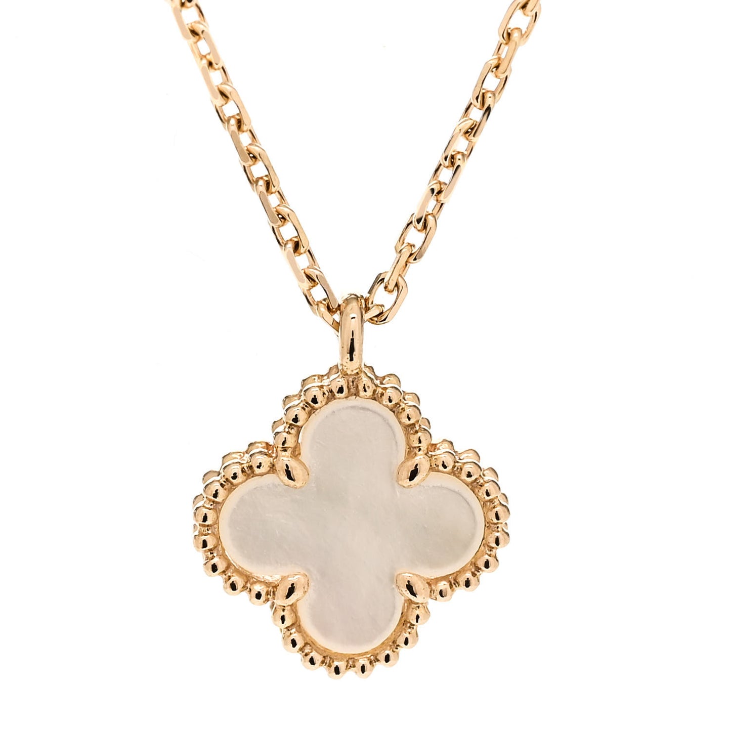 18K Yellow Gold Mother of Pearl Sweet Alhambra Pendant Necklace