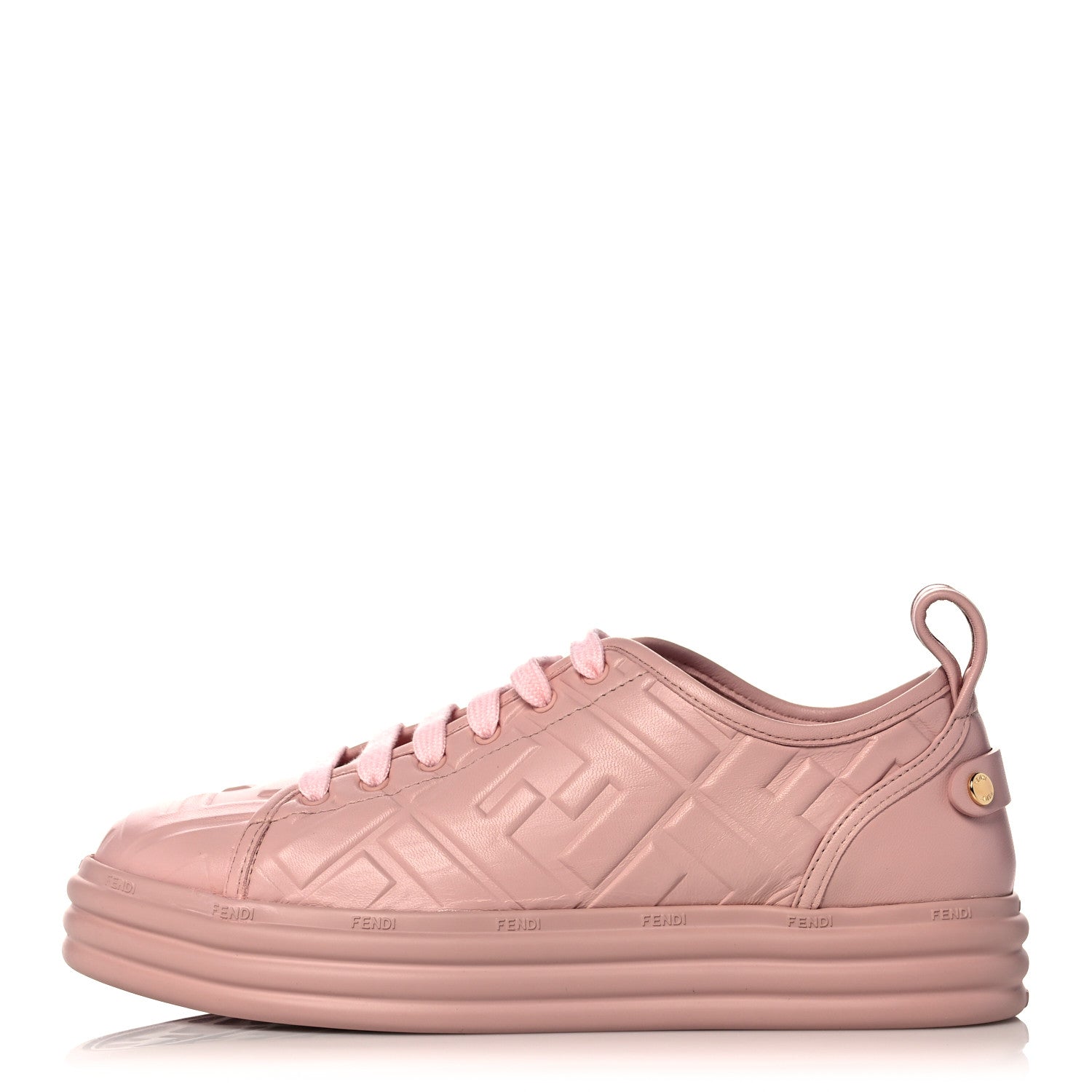 Fendi Lambksin FF Embossed Rise Low Top Sneakers 37.5 Pink 1 of 9