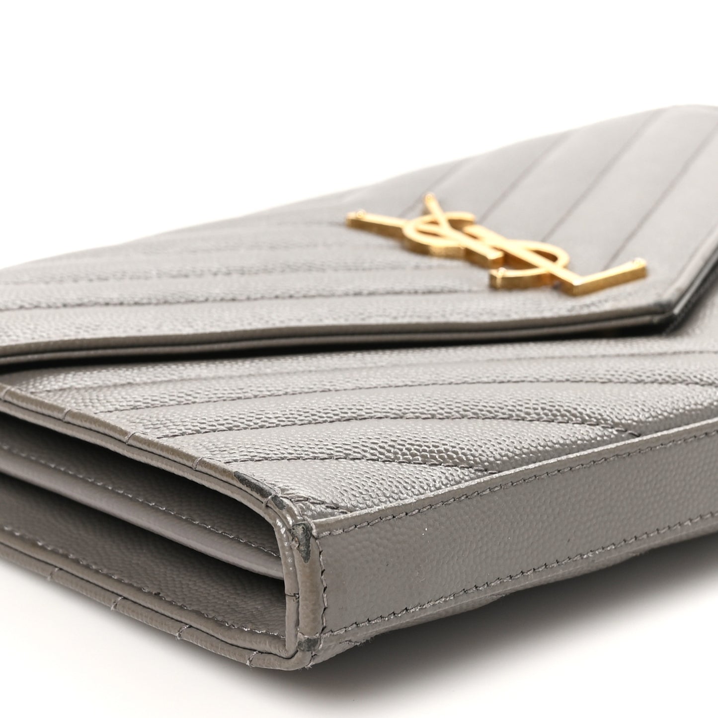 Grain De Poudre Matelasse Chevron Monogram Chain Wallet Fog