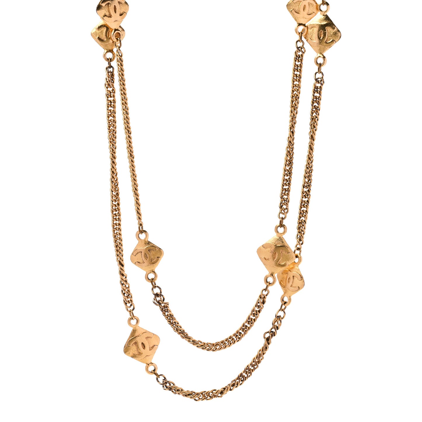 Metal CC Long Chain Necklace Gold