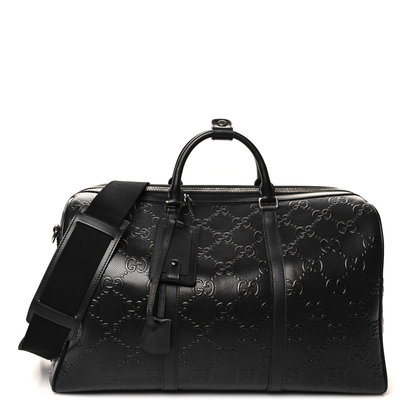 Calfskin GG Tennis Embossed Duffle Bag Black