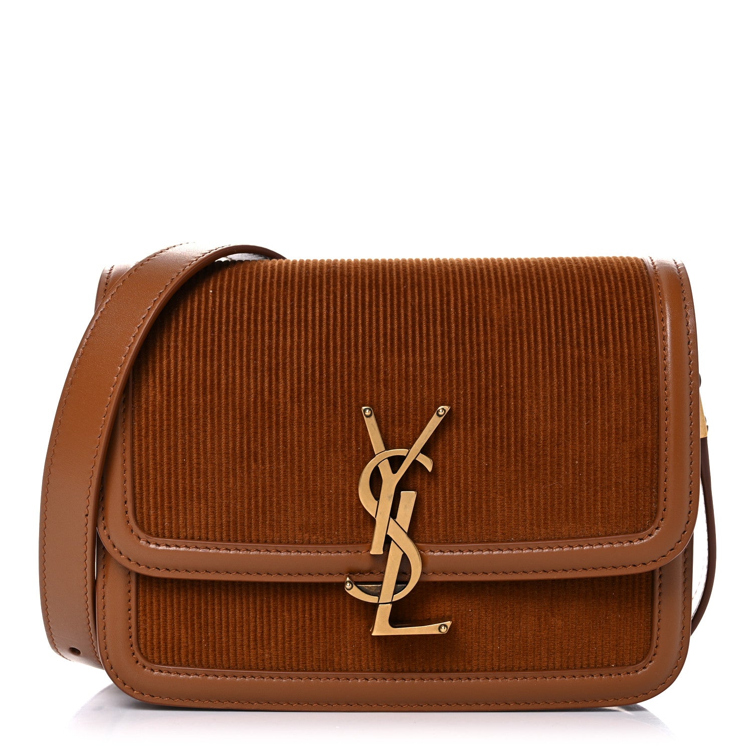 Saint Laurent Courduroy Small Solferino Satchel Brown 2 of 12