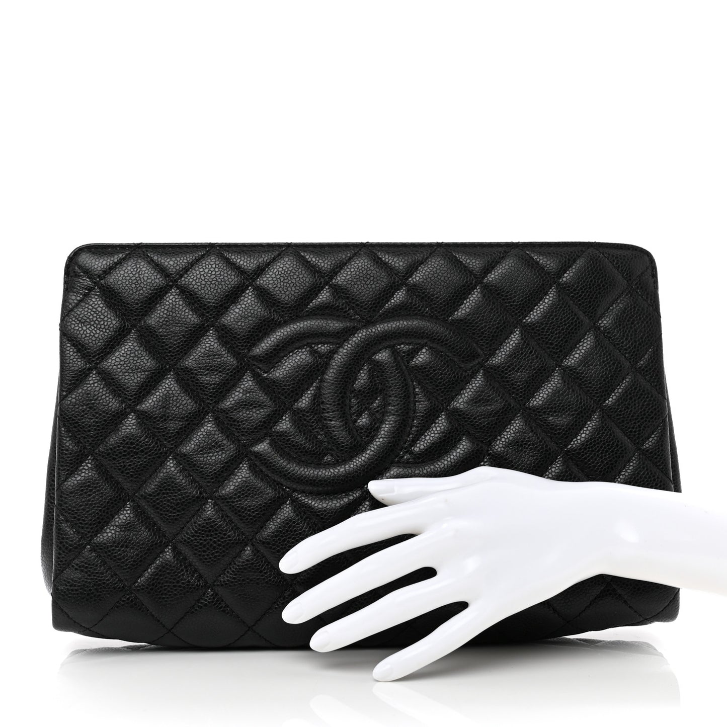 Caviar Quilted CC Large Clutch Black