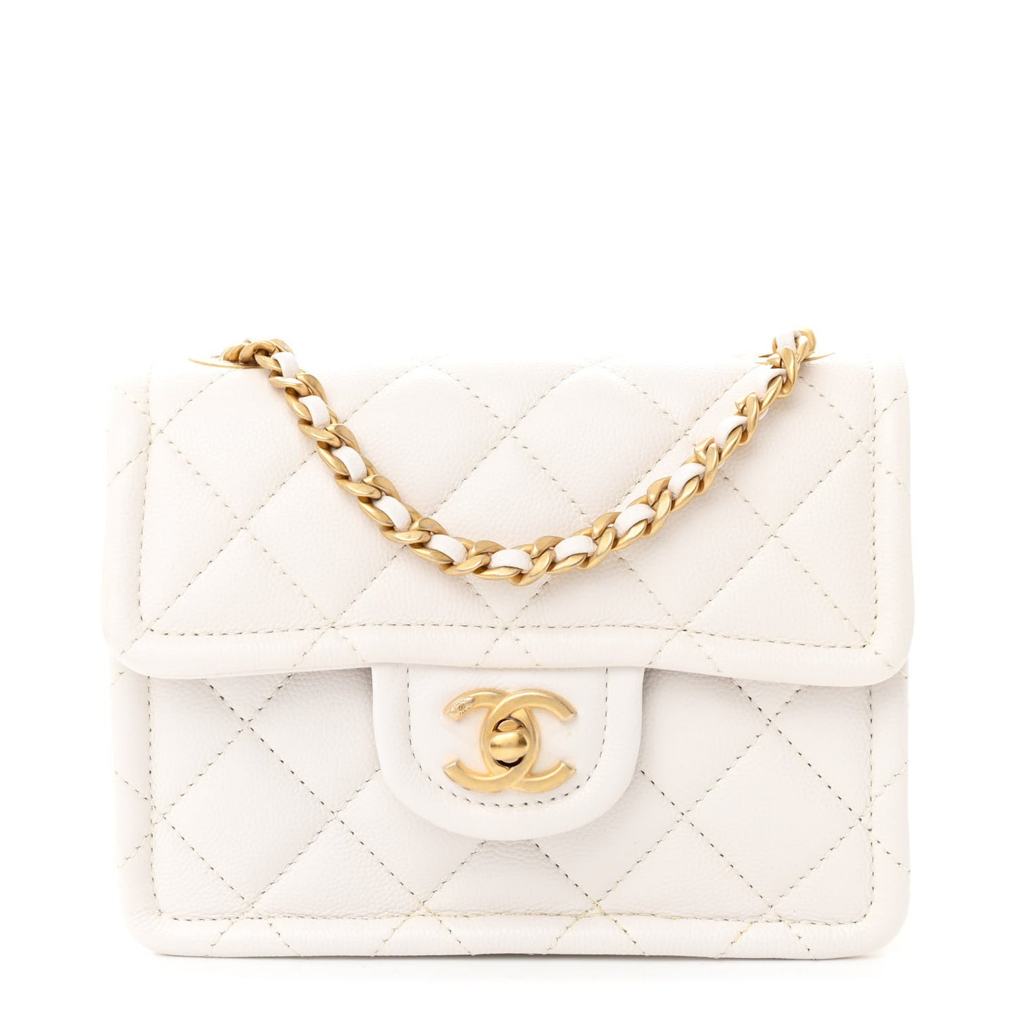 Caviar Quilted Mini Sweet Classic Flap White